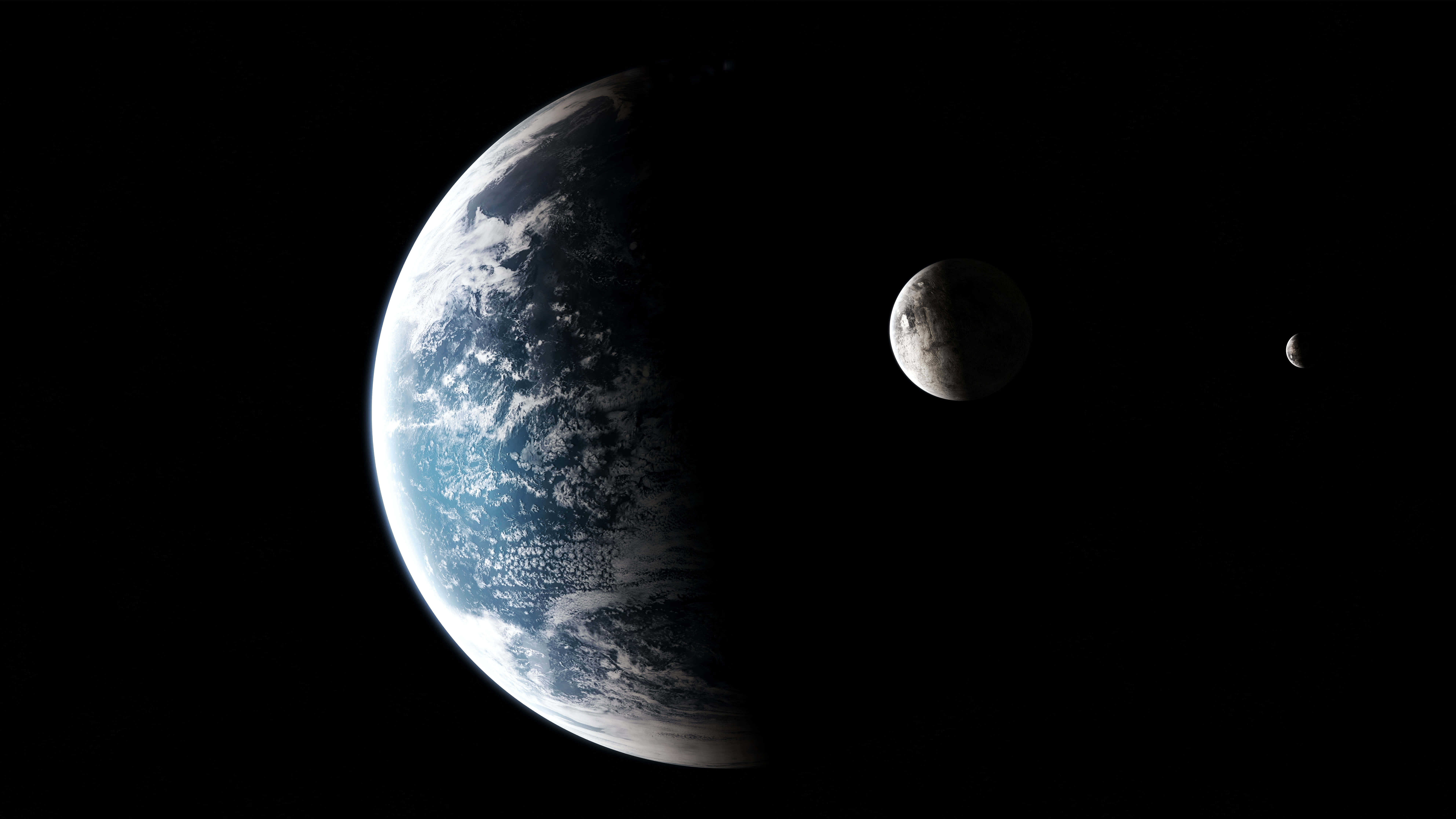 Earth And Moon UHD 8K Wallpaper
