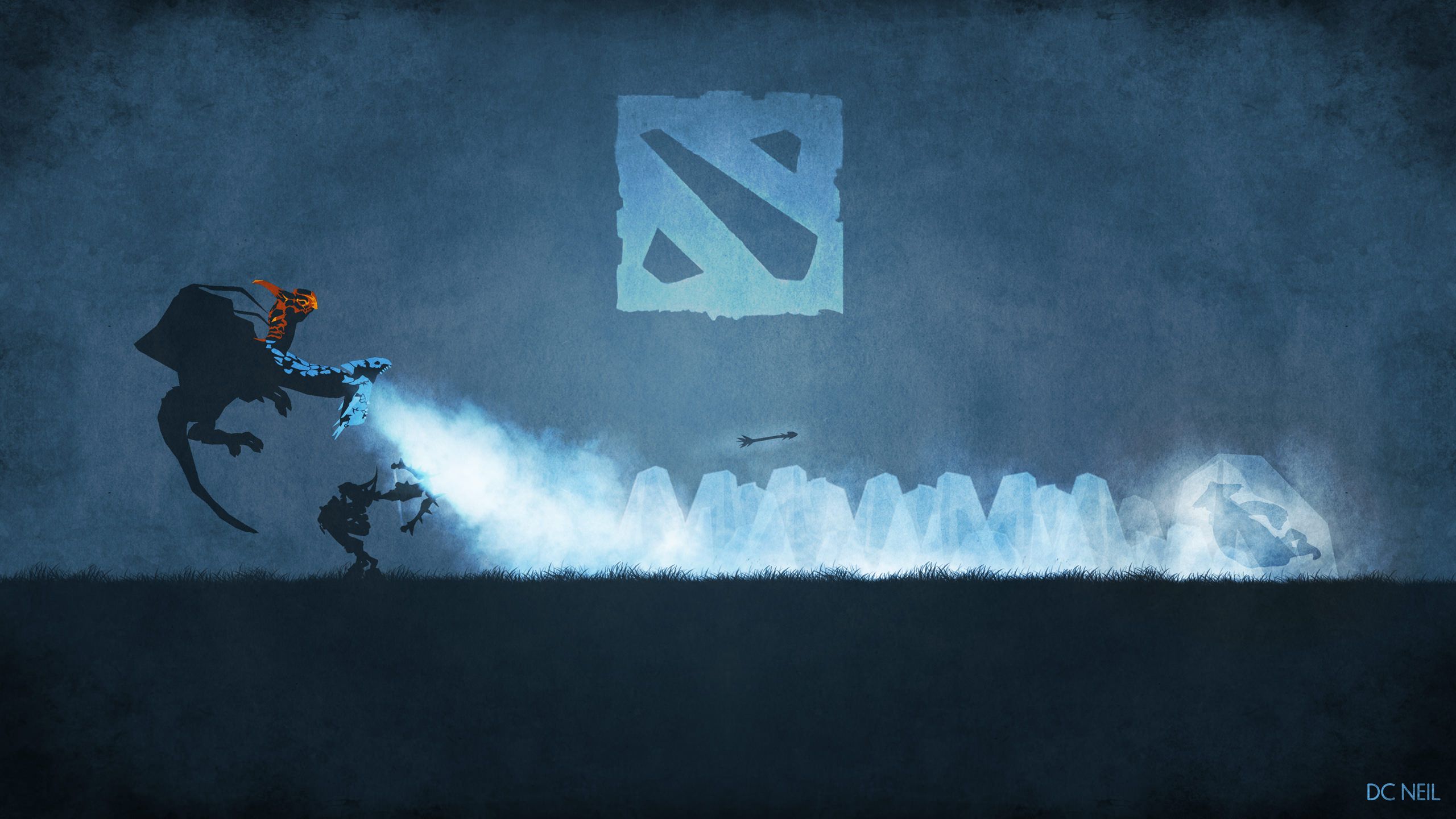 Beautiful DOTA 2 Posters & Heroes Silhouette HD Wallpaper