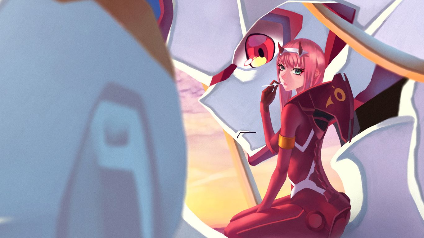 Anime Girl Pink Hair Zero Two Darling In The FranXX