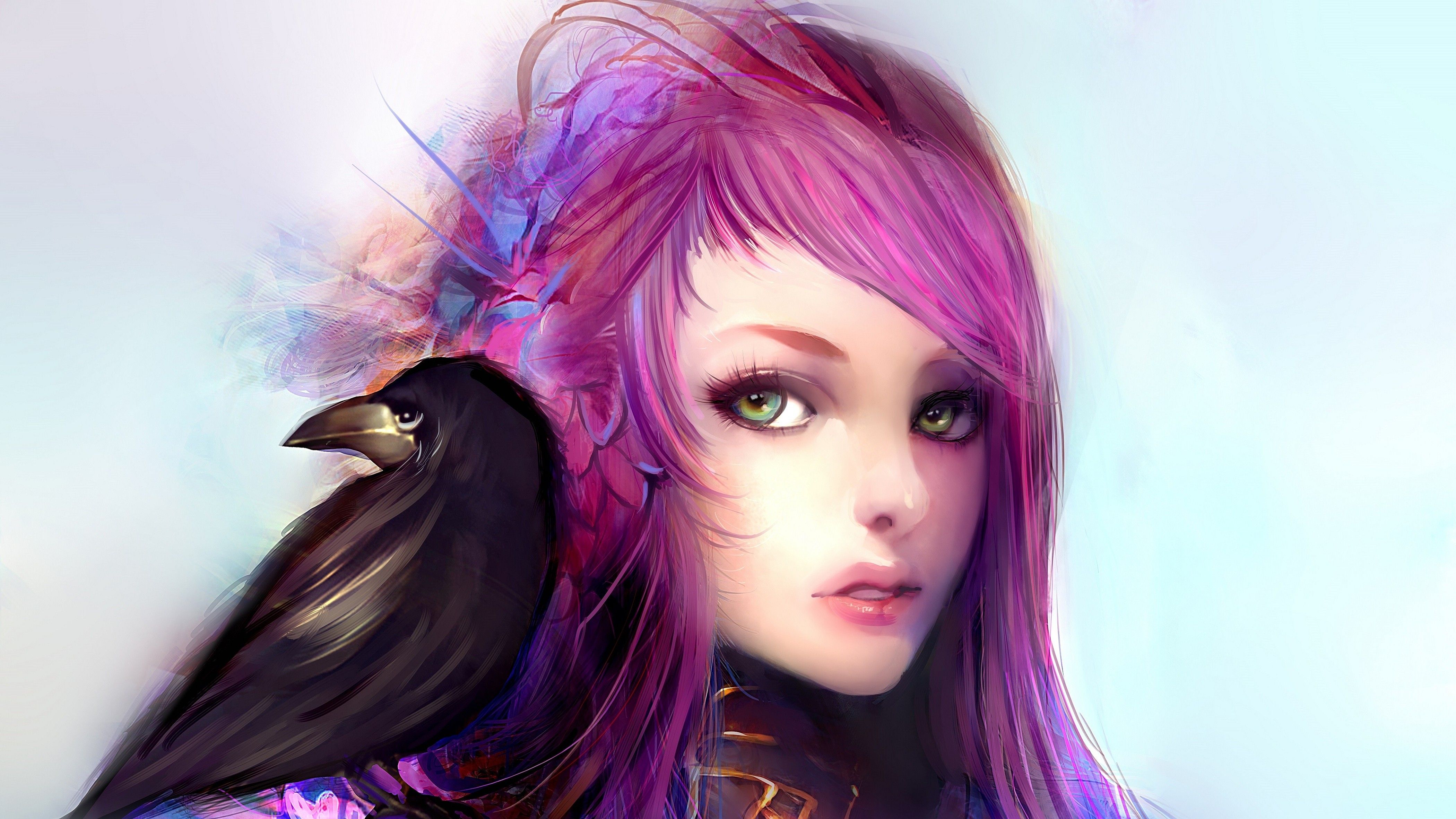 #pink hair, #anime girls, #crow, #anime, #fanelia.fr