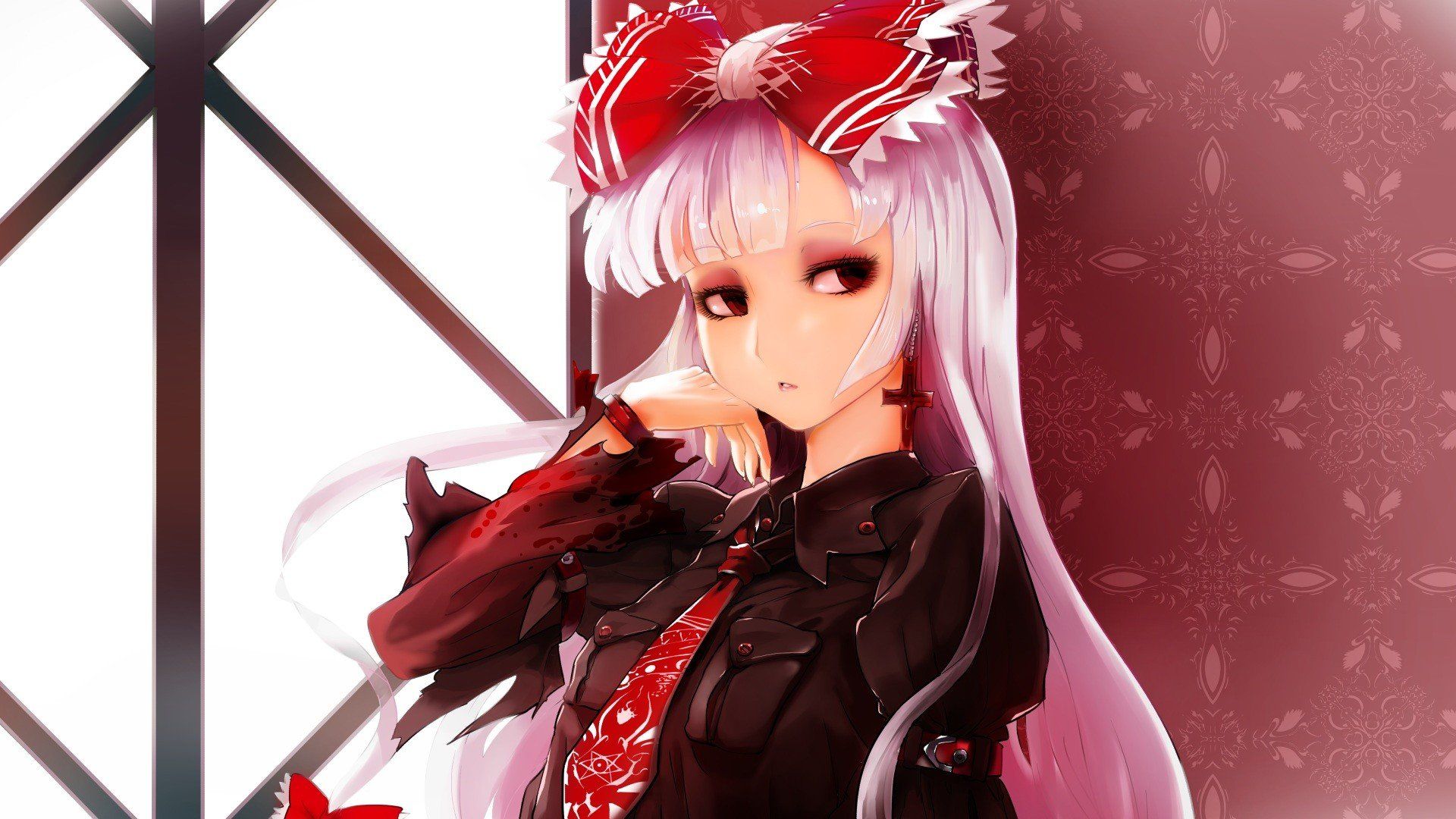 long hair, Pink hair, Red eyes, Anime, Anime girls, Touhou