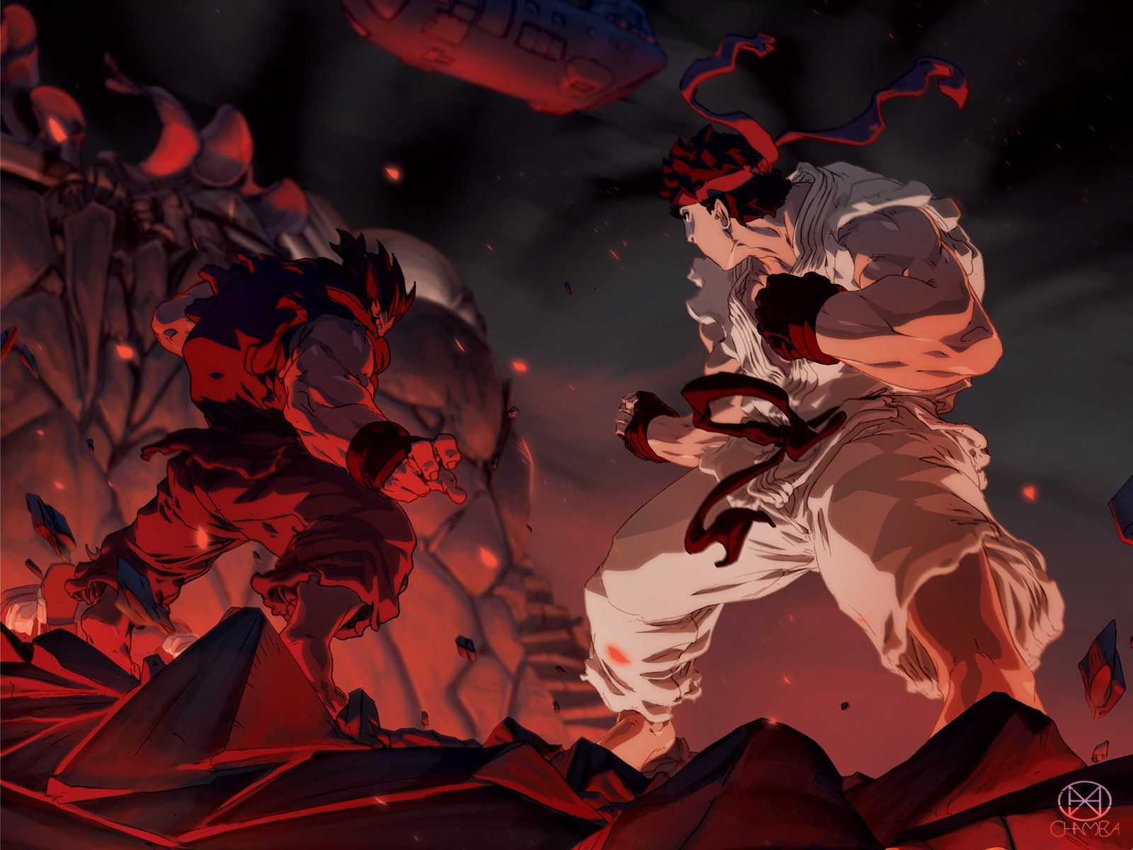 Street Fighter Ryu Akuma wallpaperx1200