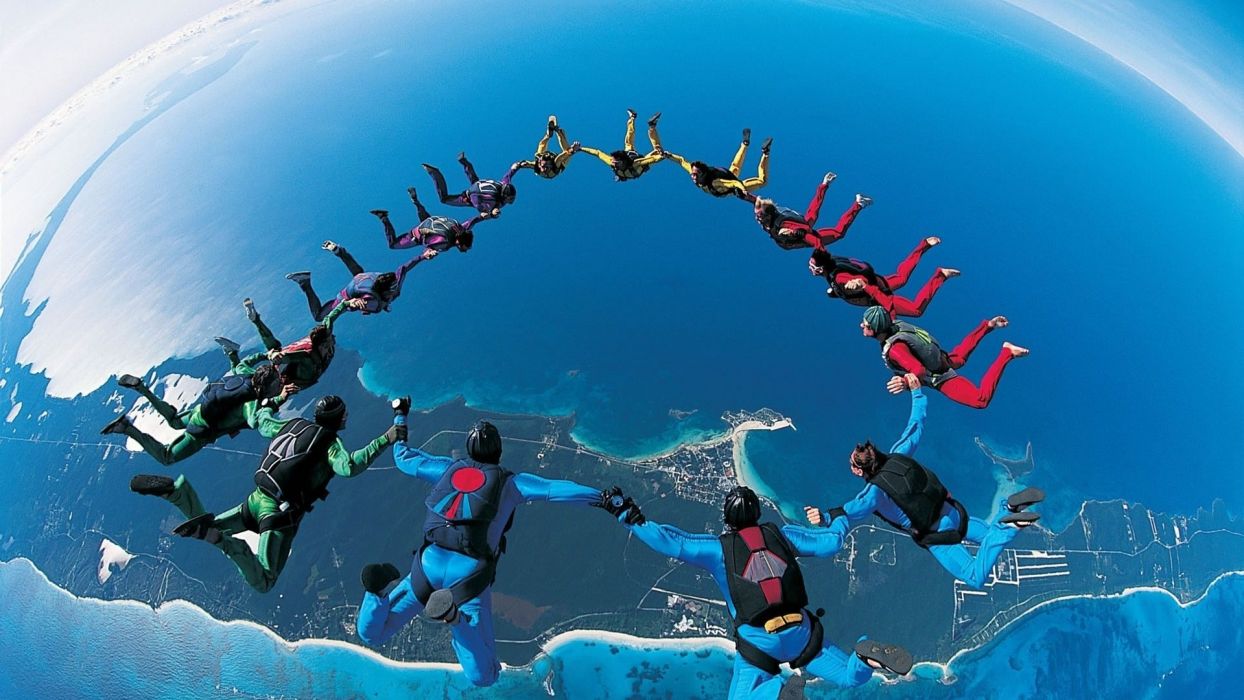 Sports skydiving extreme sports parachute 1920x1080 wallpaper