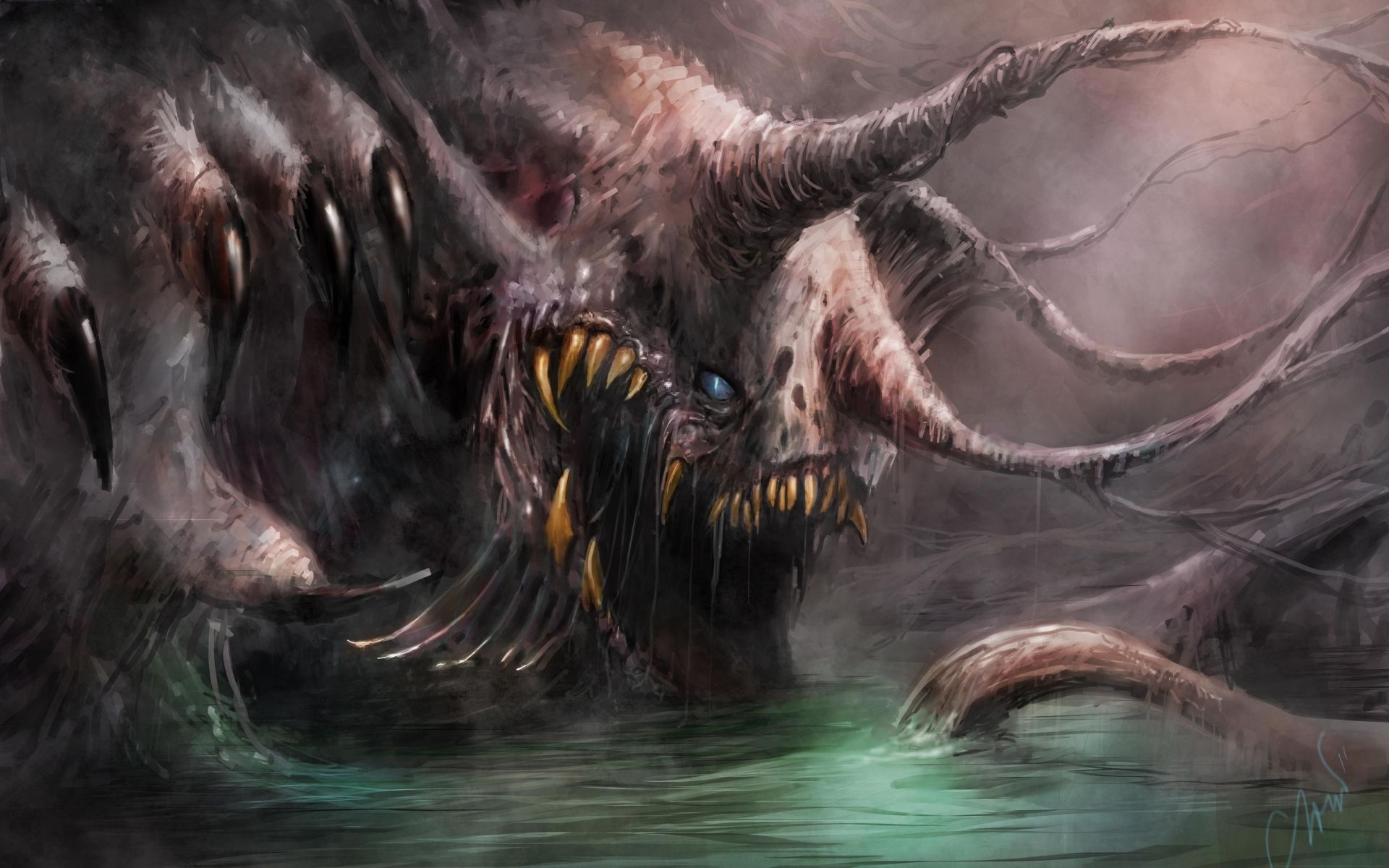art digital dark horror monster creatures scary wallpaper background. Mythological creatures, Mythical creatures, Scary background
