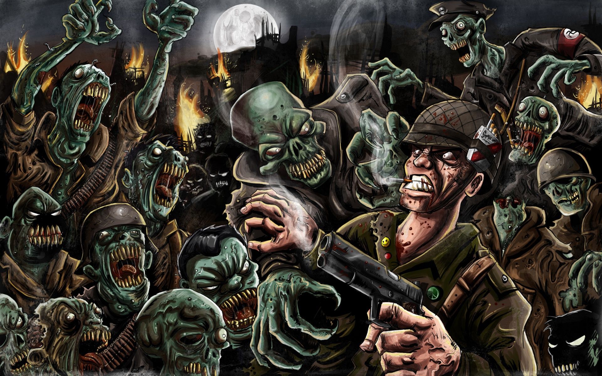 Dark zombies blood horror monsters creatures scary soldiers