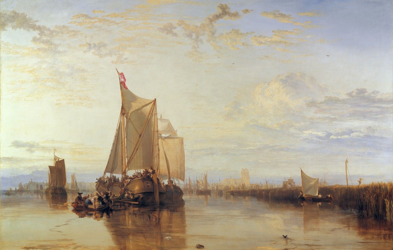 Wallpaper ship, picture, port, sail, seascape, William Turner
