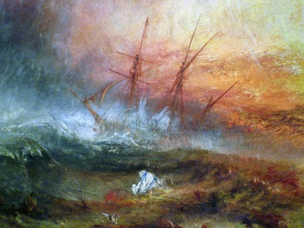 JMW Turner, Slave Ship, detail of ship. Joseph Mallord Will