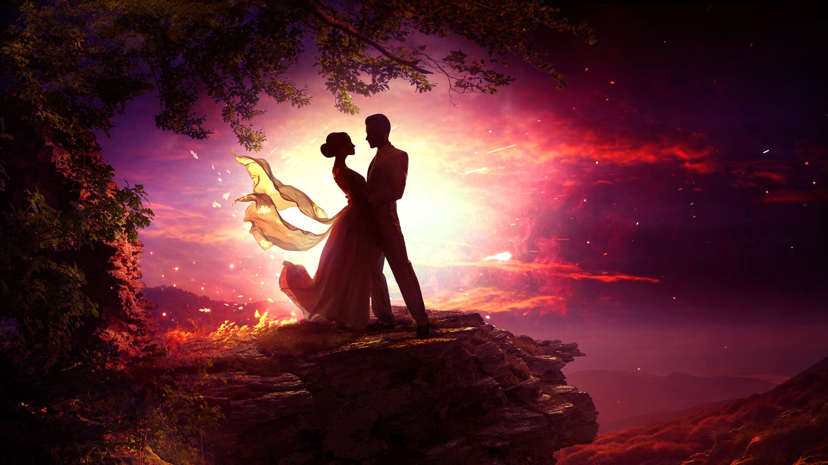 Dancing Couple In Moonlight, HD Love, 4k Wallpaper, Image