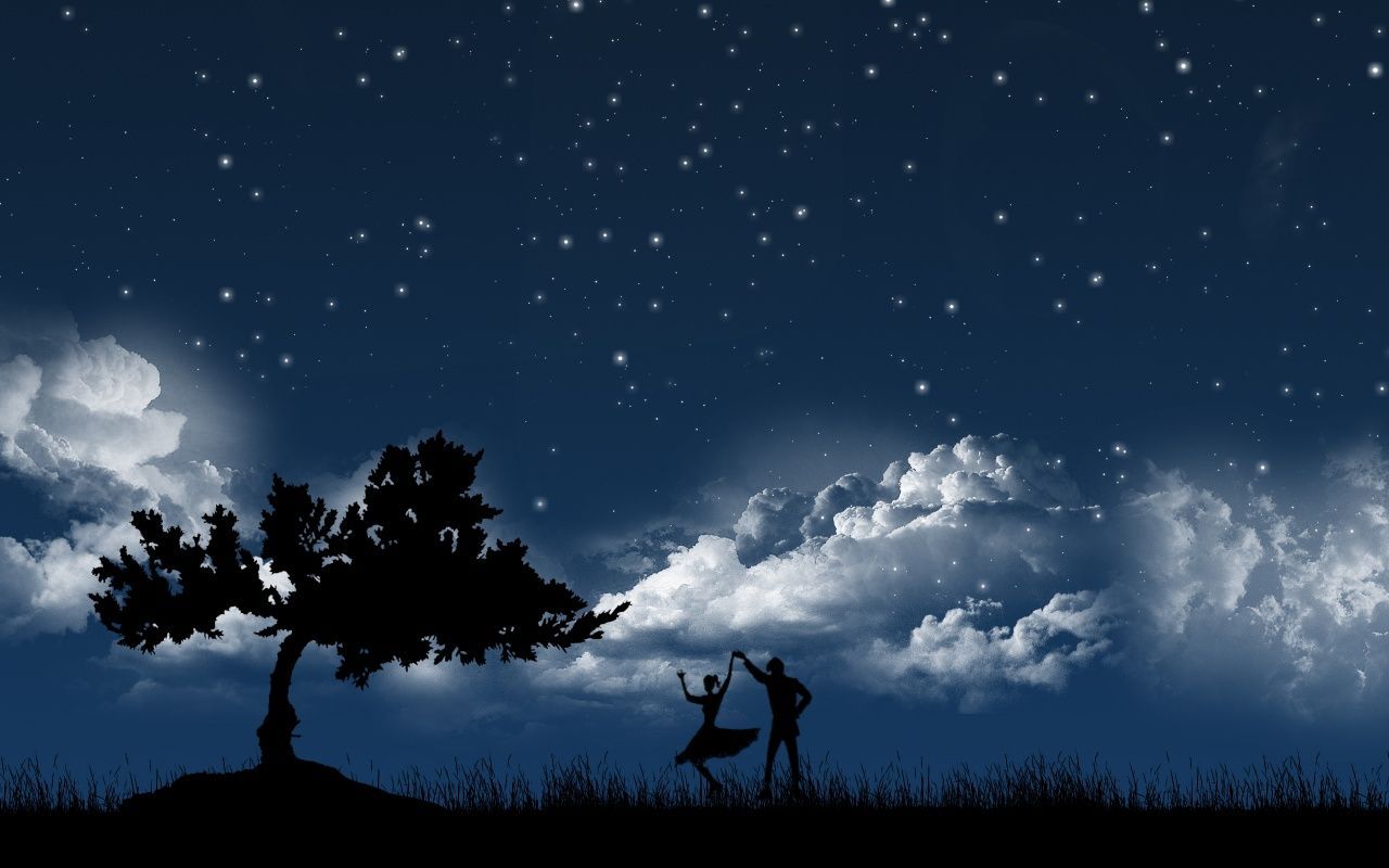 Beautiful Romantic Moonlight Wallpaper. Dançando ao luar