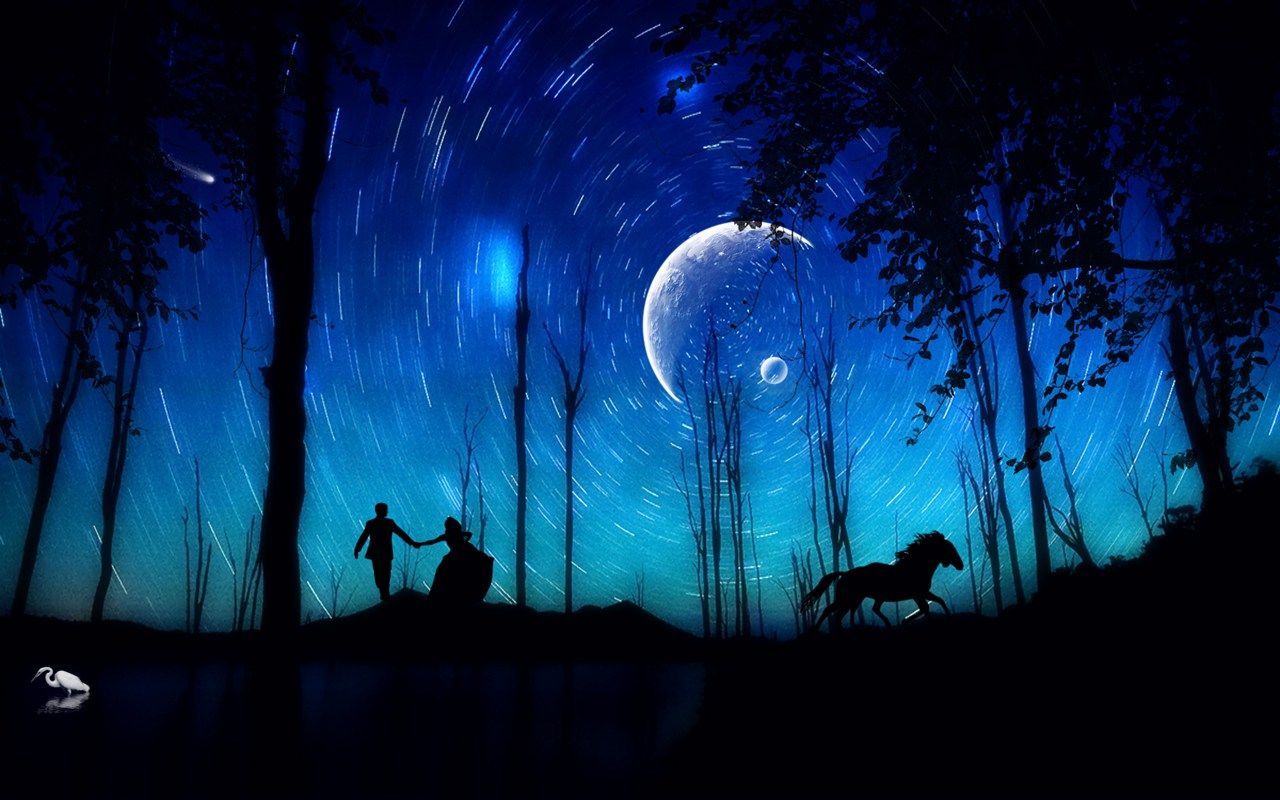 Beautiful Romantic Moonlight Background