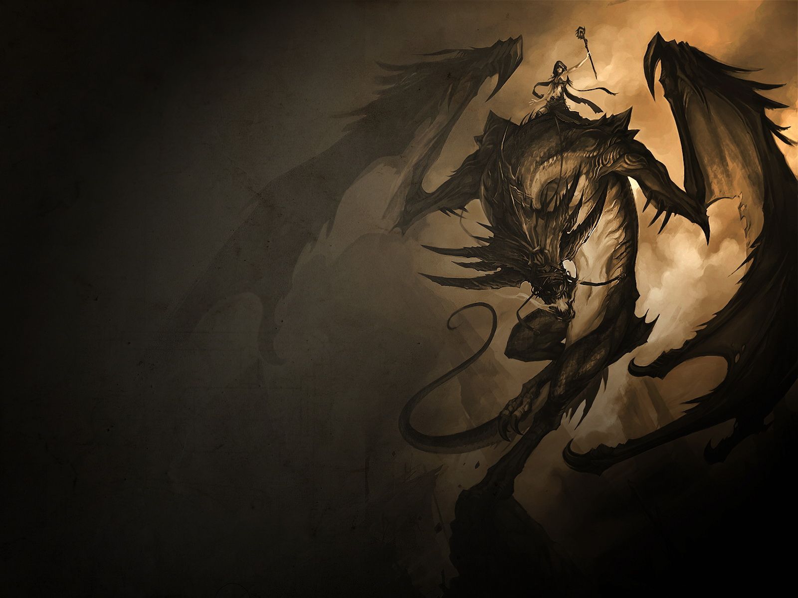 Download Wallpaper black dragon, 1600x Draconian Rider