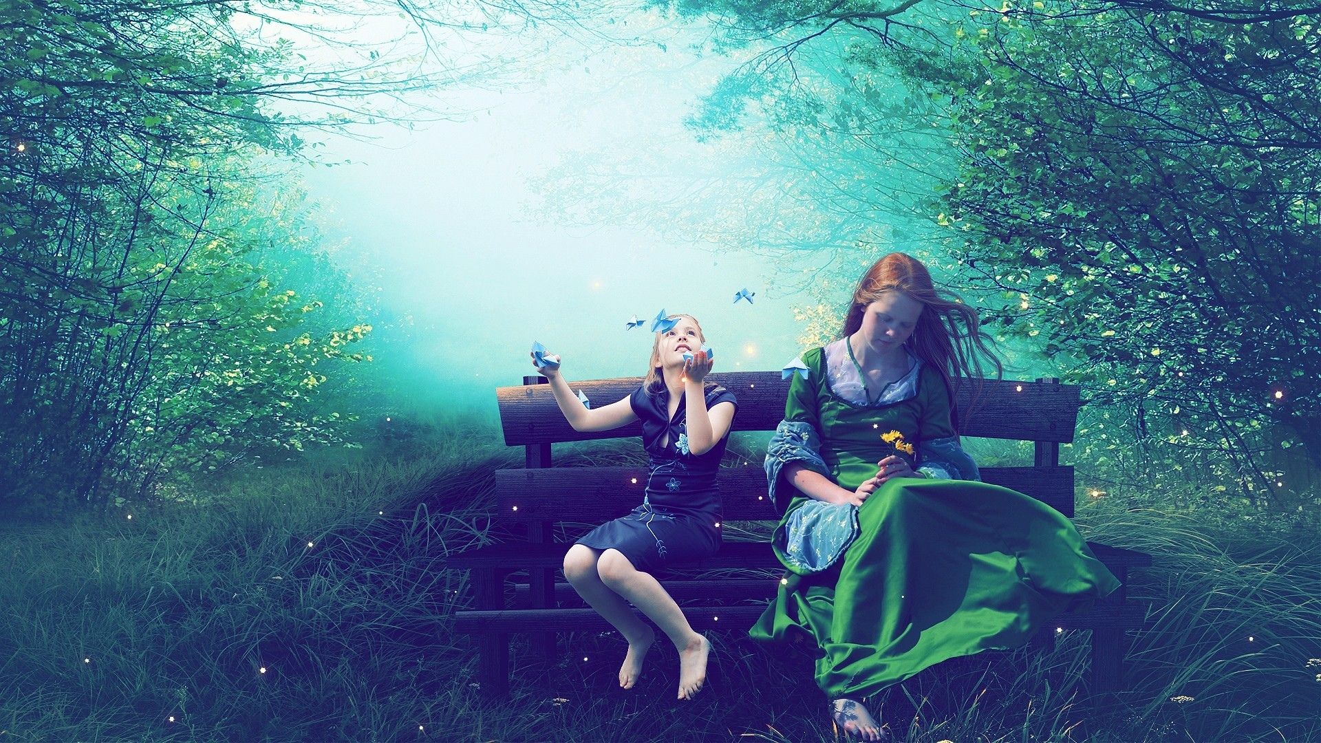 Cg digital art manip fantasy dream magic trees forest soft mood