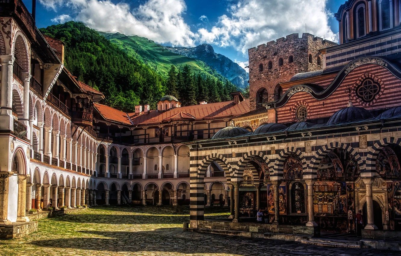 Wallpaper mountains, architecture, the monastery, Bulgaria, Bulgaria, Rila Mountains, Rila monastery, Rila Monastery, Rila Mountain image for desktop, section город