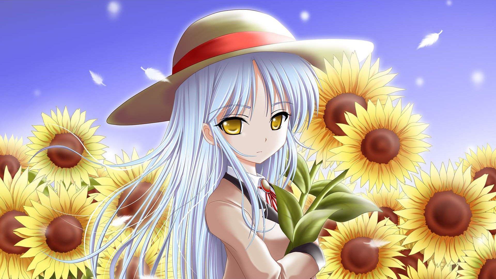 Kanade between the sunflowers Beats! HD desktop wallpaper