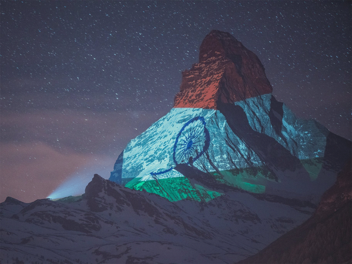 Coronavirus: Matterhorn mountain in Swiss Alps lights up with Indian flag in show of solidarity Economic Times