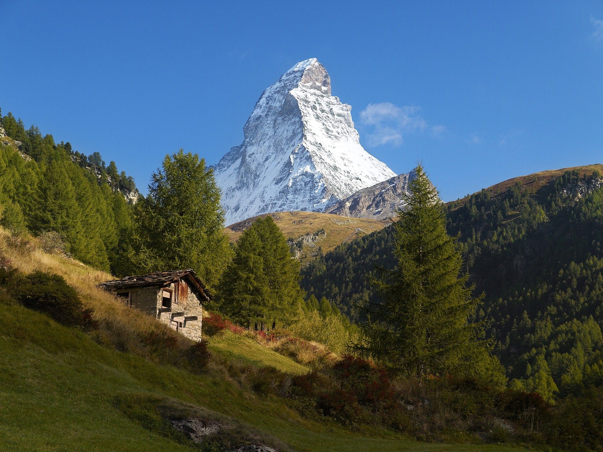 Matterhorn, Alps, Mountain, Nature, Landscape, Trees Wallpaper HD