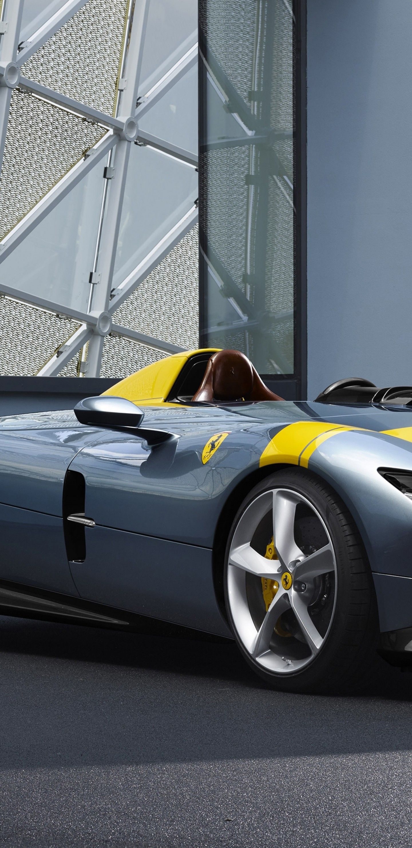 Download 1440x2960 Ferrari Monza Sp Supercars, Silver Wallpaper