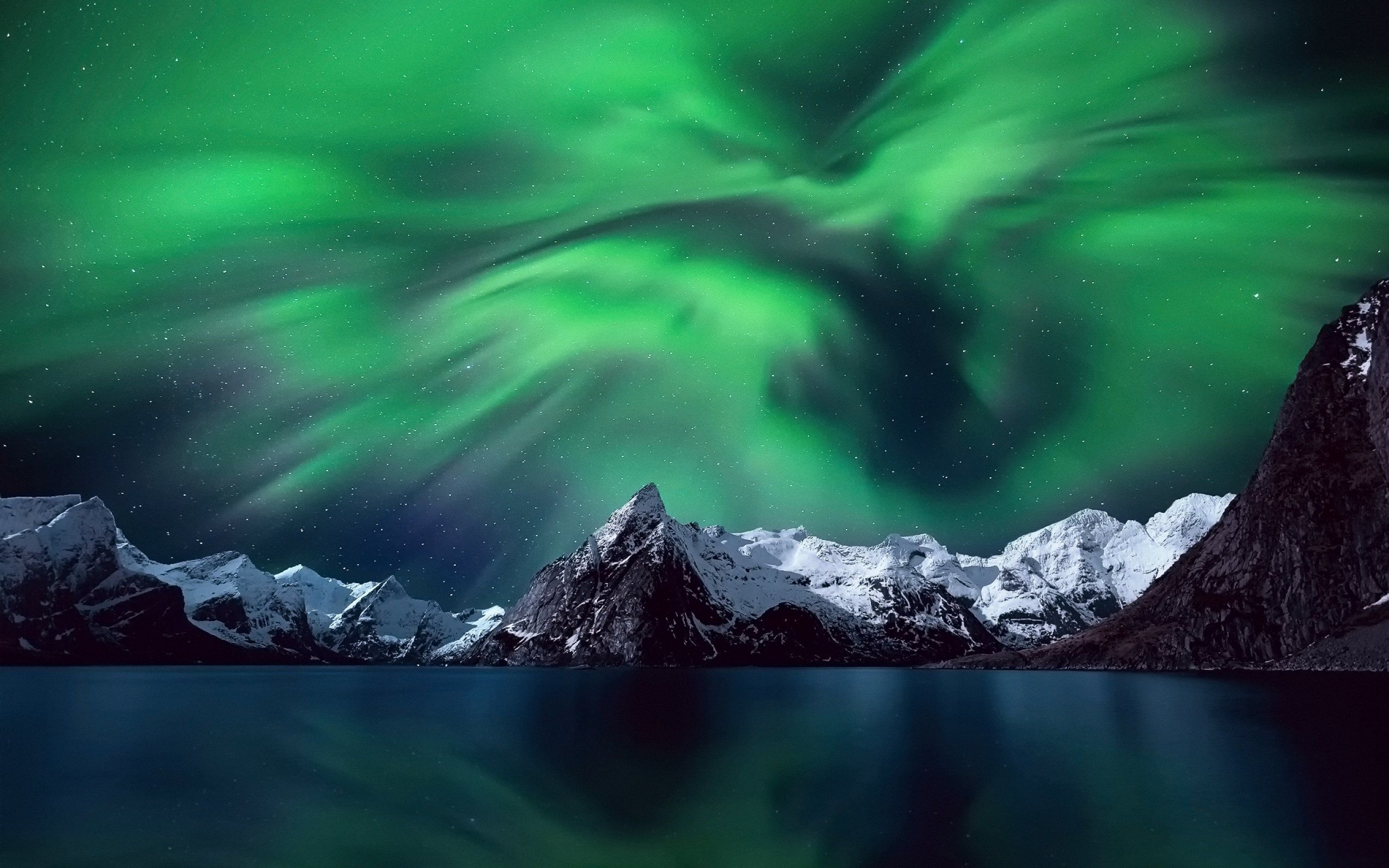 aurora, Borealis, Norway, Mountain, Stars, Sky, Arctic