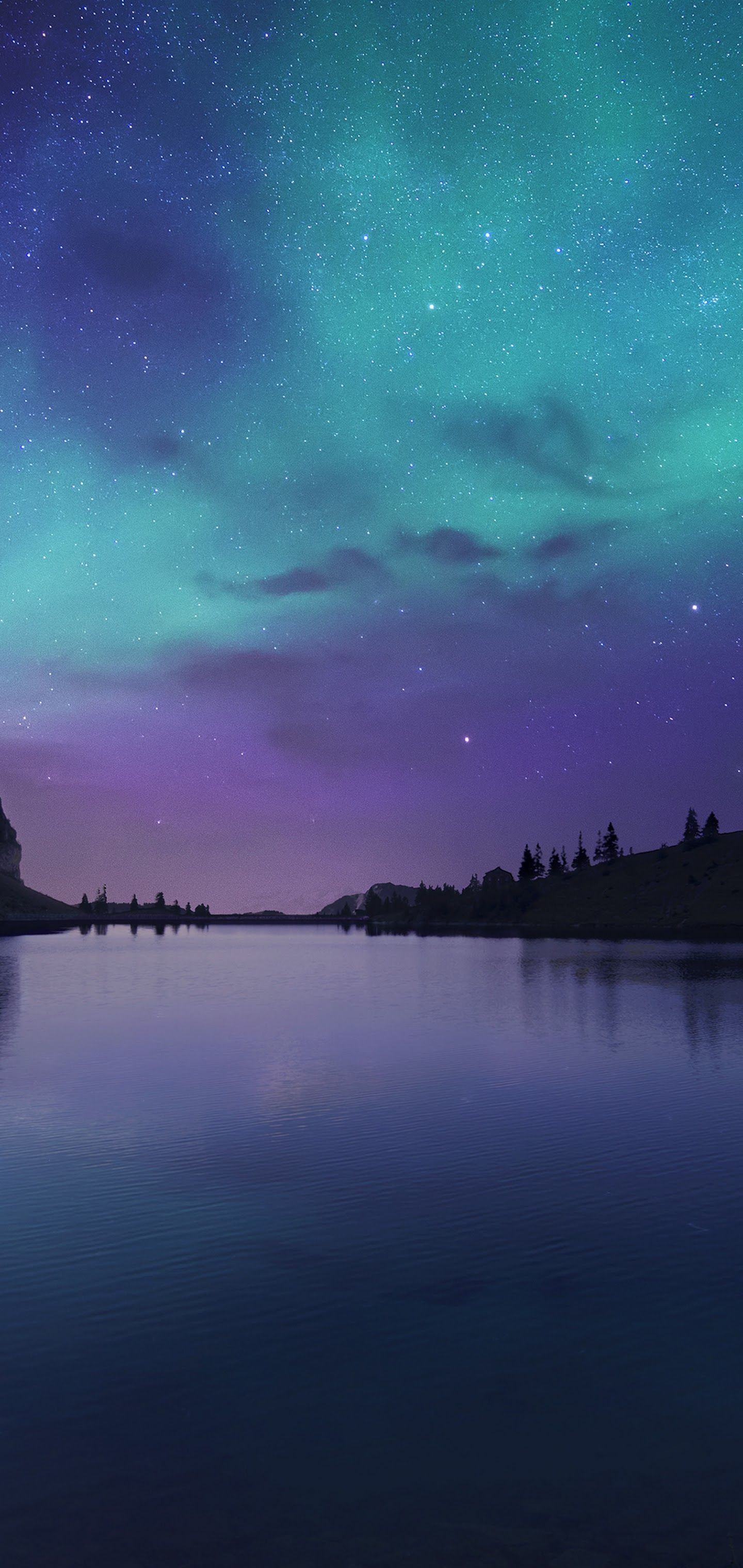 Aurora Borealis Night Sky Stars Lake Nature Scenery 4K Wallpaper