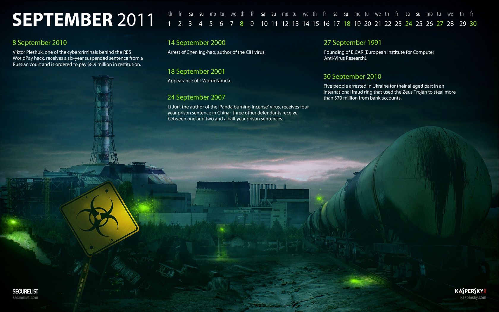 Malware Calendar Wallpaper for September 2011