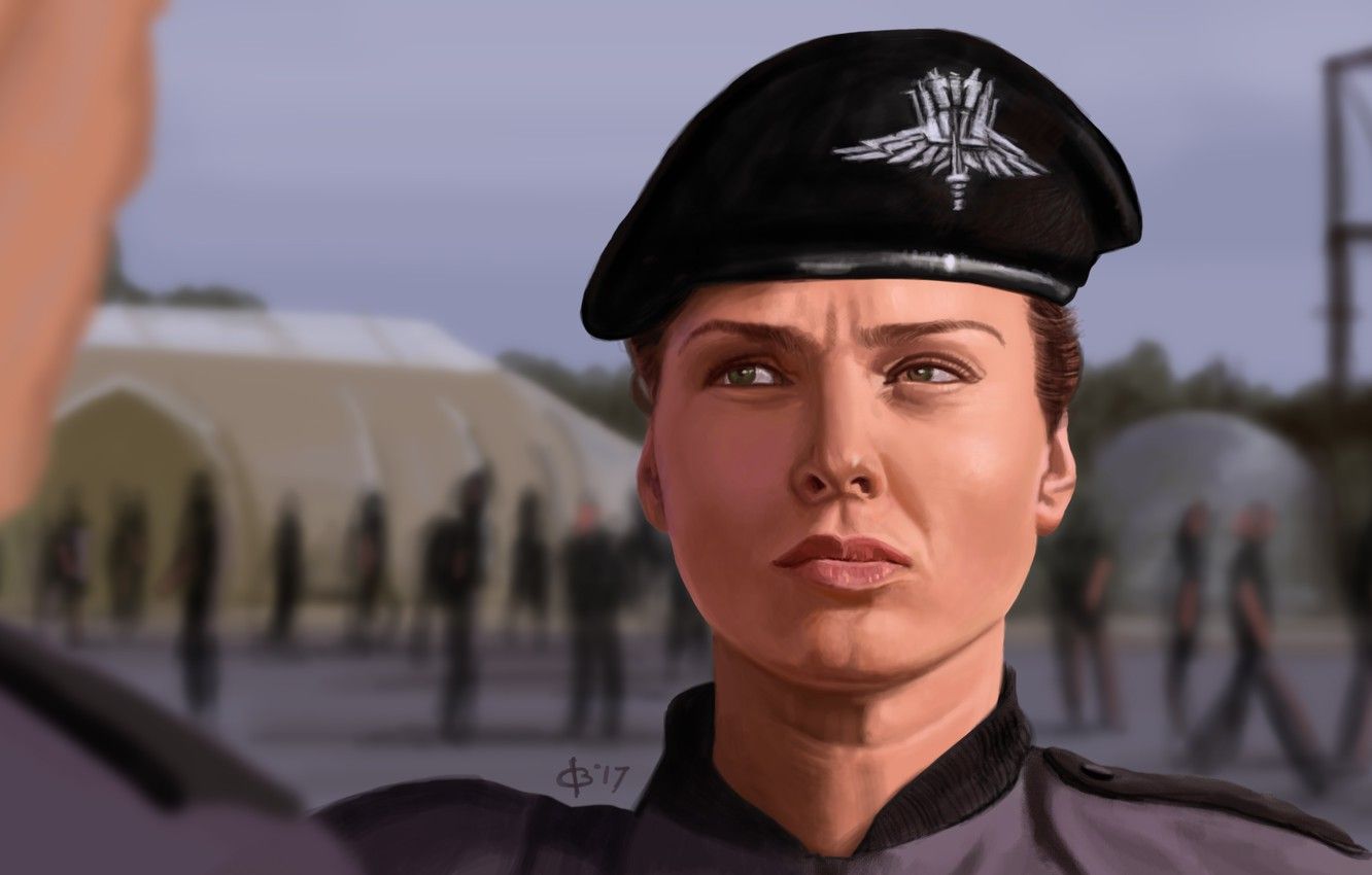 Wallpapers girl, art, soldiers, Starship Troopers, Starship.