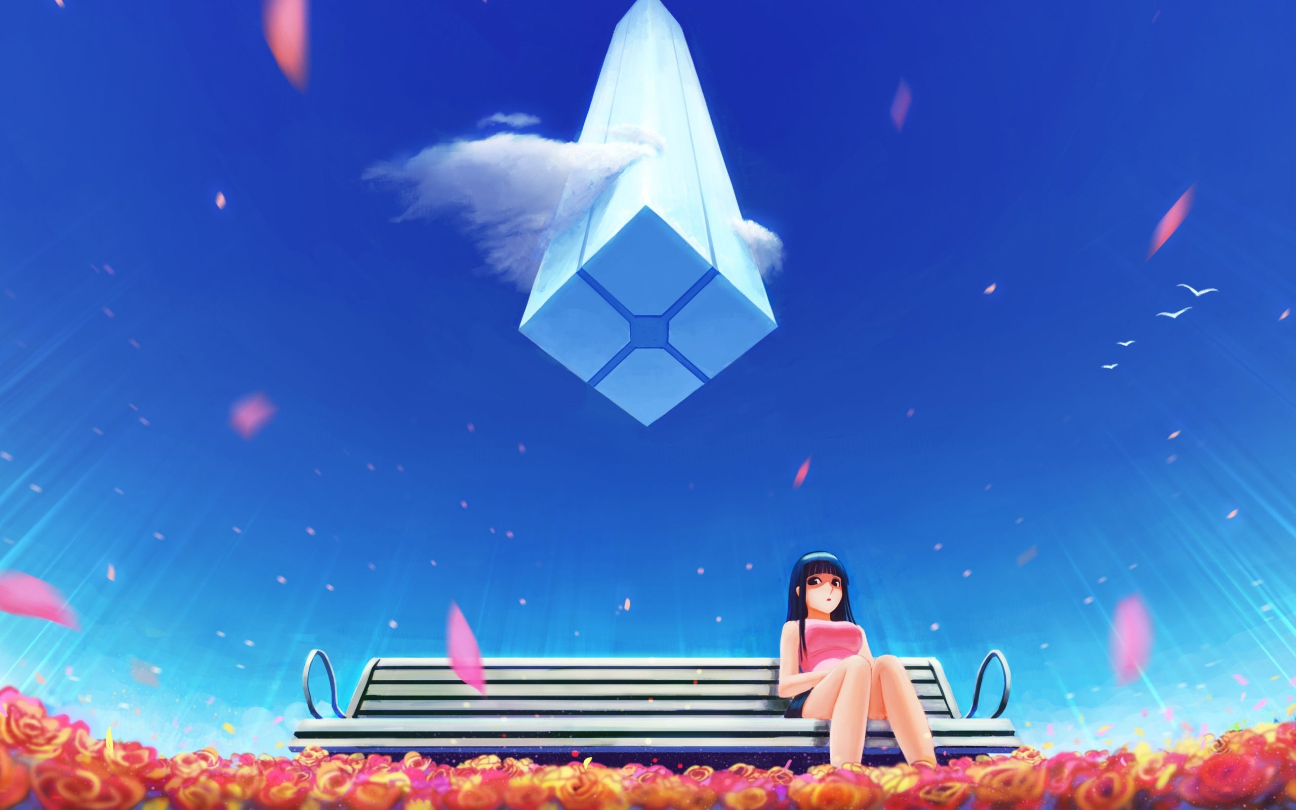 anime girl on a background of blue sky Desktop wallpaper 2560x1600