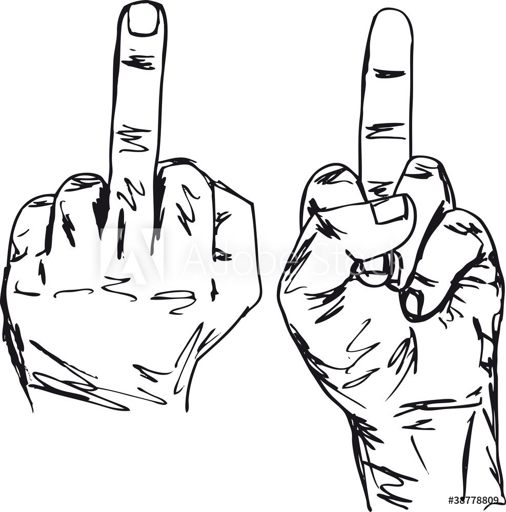 Sketch Of Hand Show Fuck Off With The Middle Finger Wall Mural