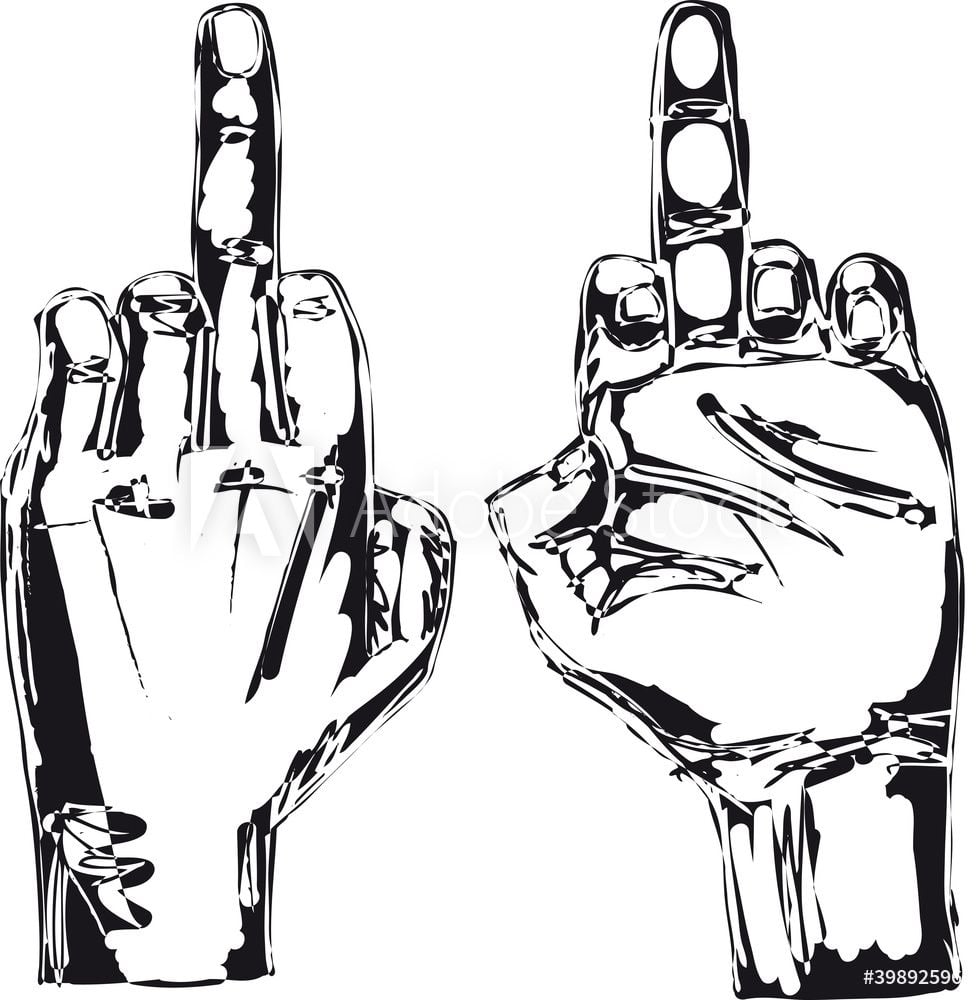 Coloring Book Page For Adults Fuck You Middle Finger