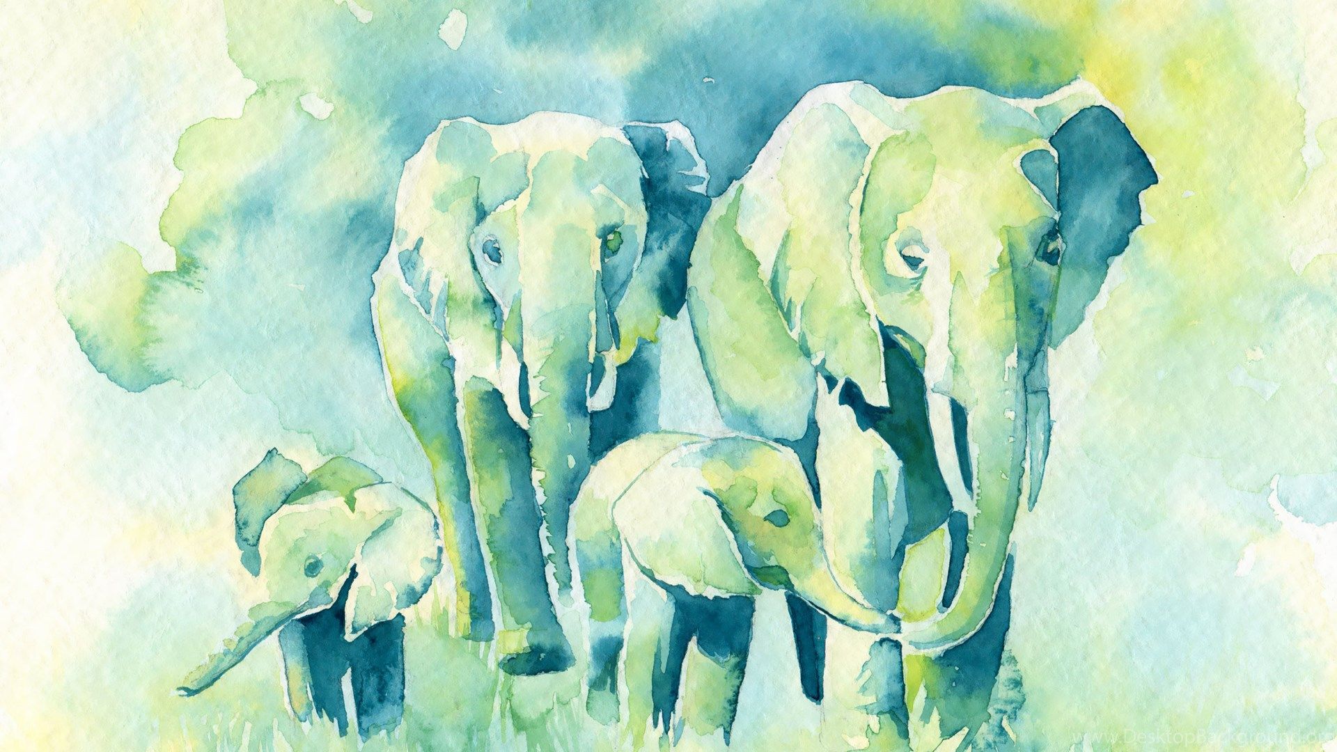 Elephant Watercolor Painting Art Wallpaper HD Desktop Background