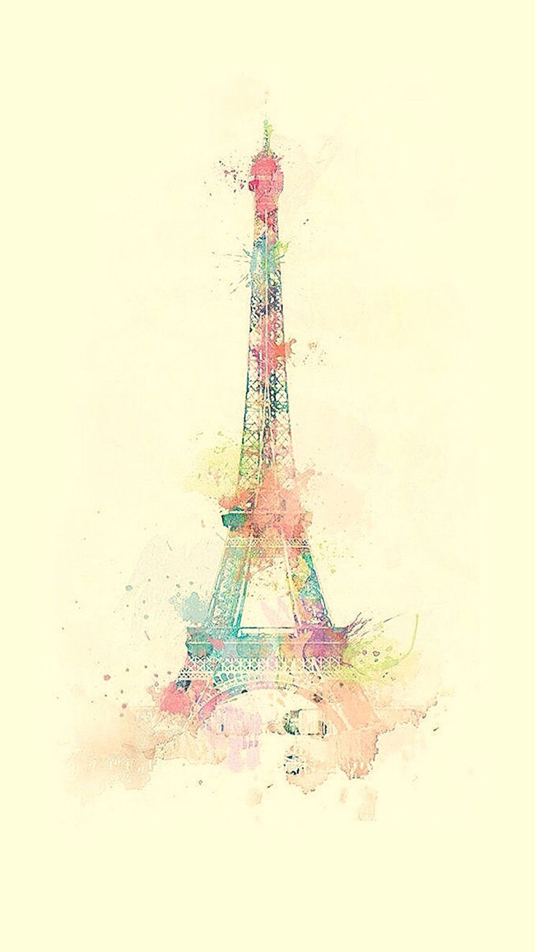 Eiffel Tower Watercolor Paint iPhone 8 Wallpaper. iPad wallpaper