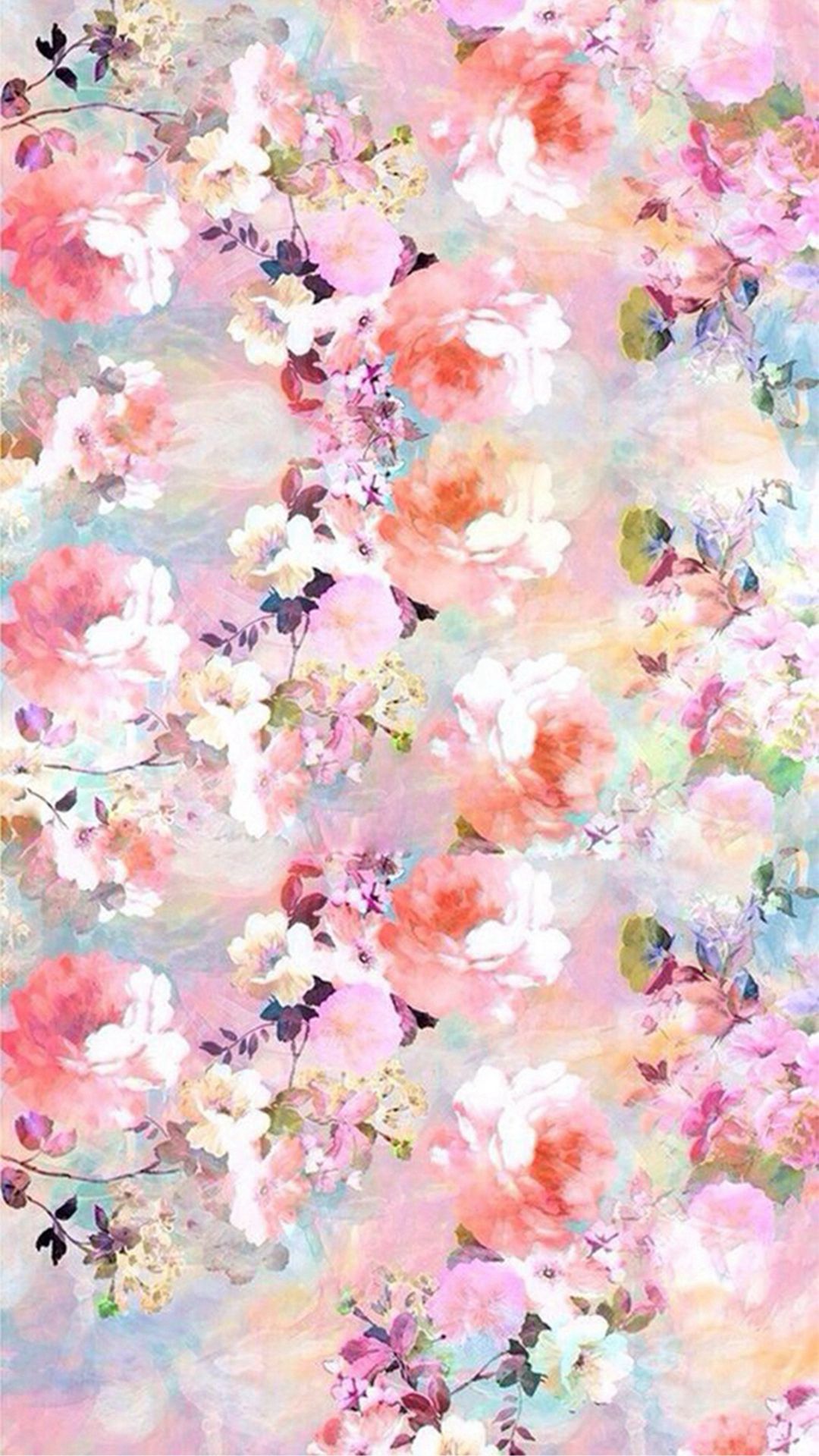 Watercolor Flowers Painting iPhone 8 Wallpaper Free Download