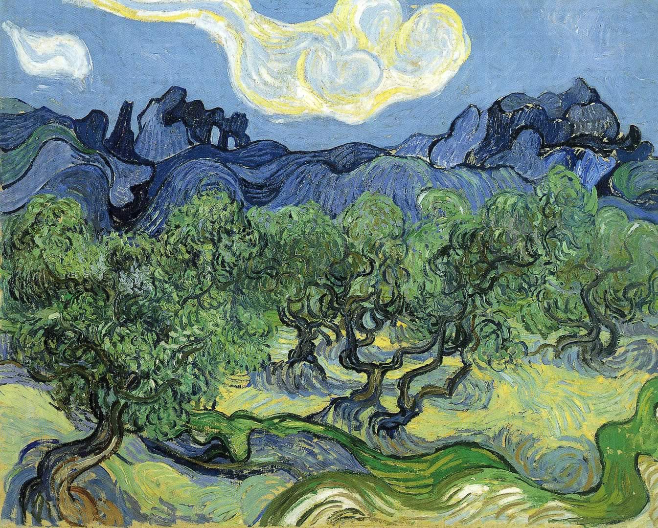 Olive Trees With The Alpilles In The Background Van Gogh