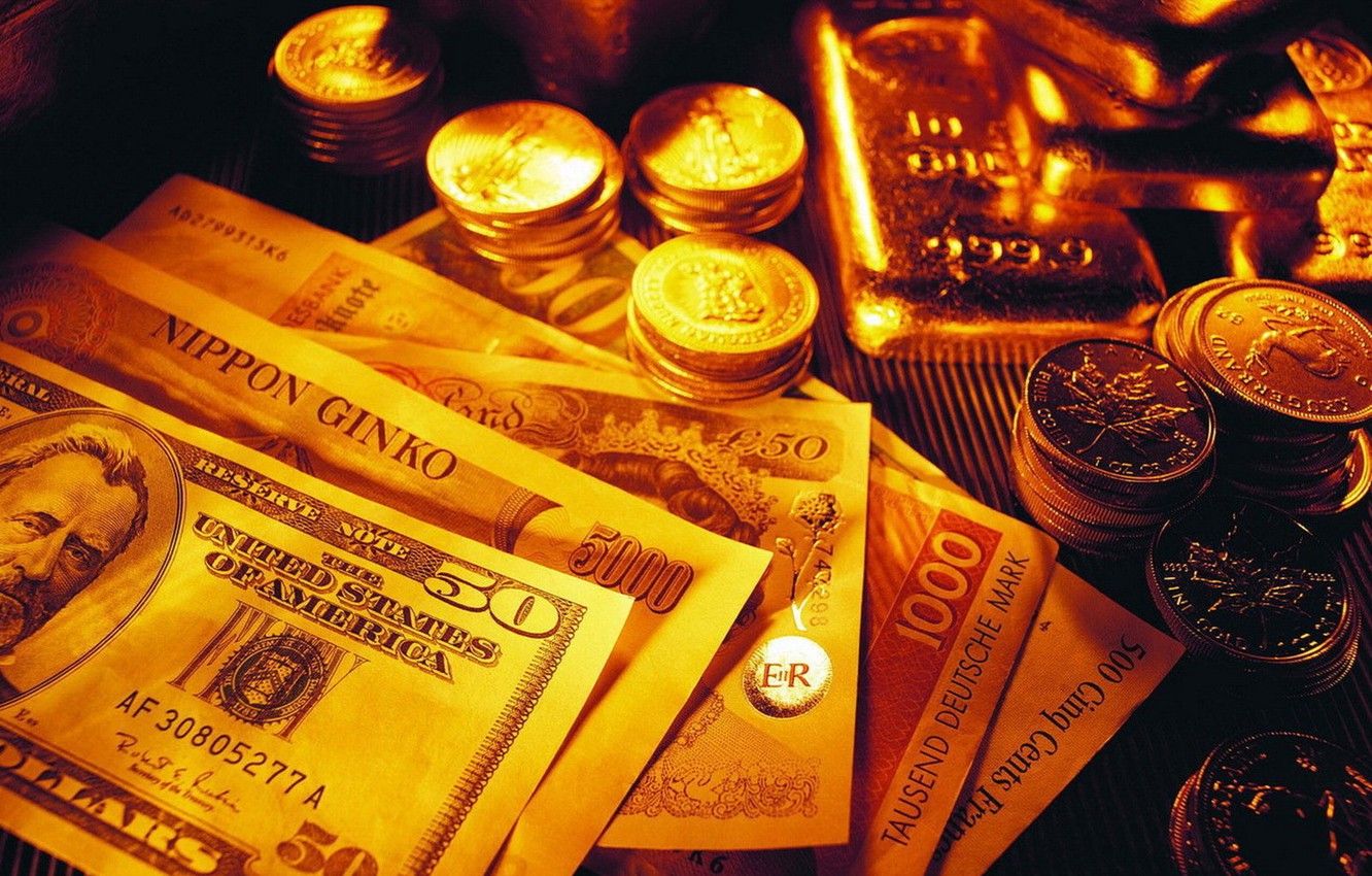 Wallpaper gold, money, coins, dollars, bars image for desktop