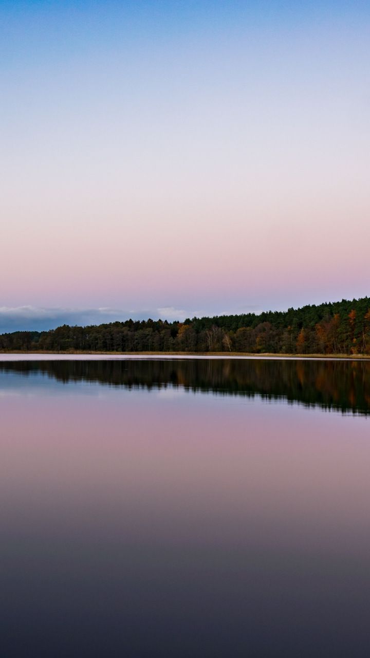 Lake, reflections, autumn, dawn, nature, 720x1280 wallpaper