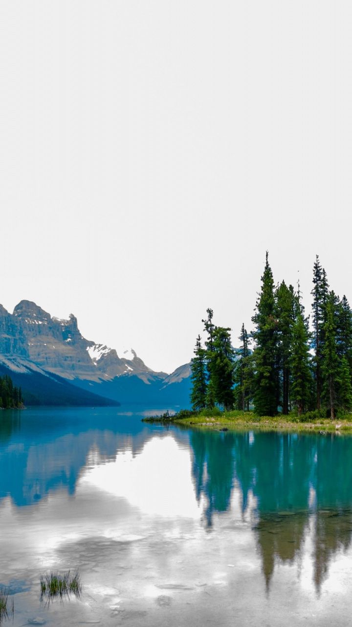 Maligne Lake, reflections, mountains, nature, 720x1280 wallpaper