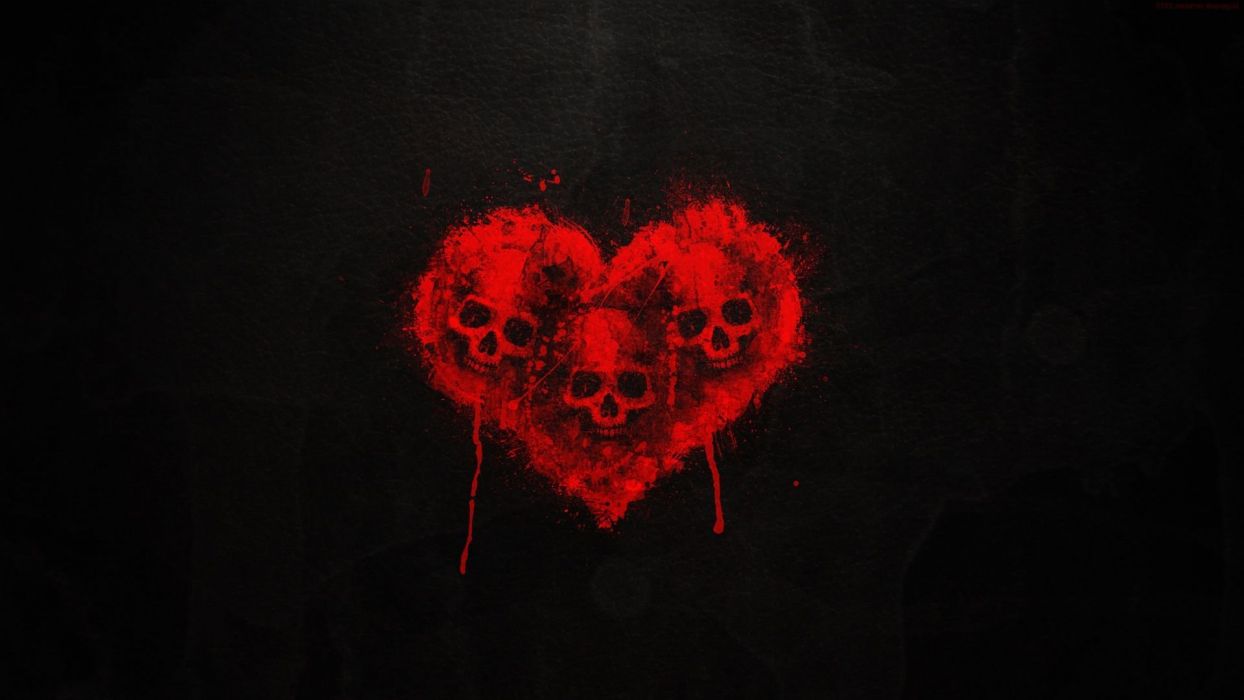 SKULL HEART dark red wallpaperx1080