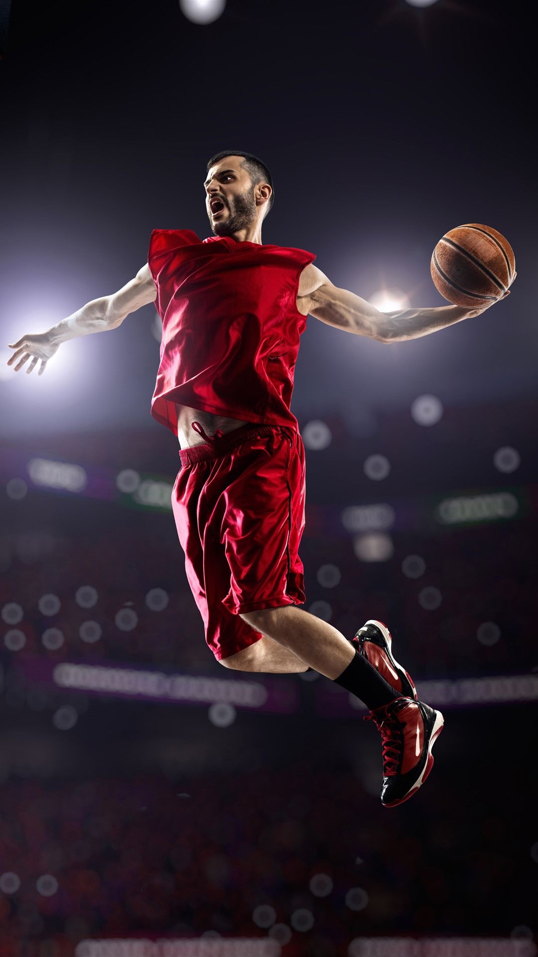Athlete, basketball, male, jumping, sport 1242x2688 iPhone 11 Pro
