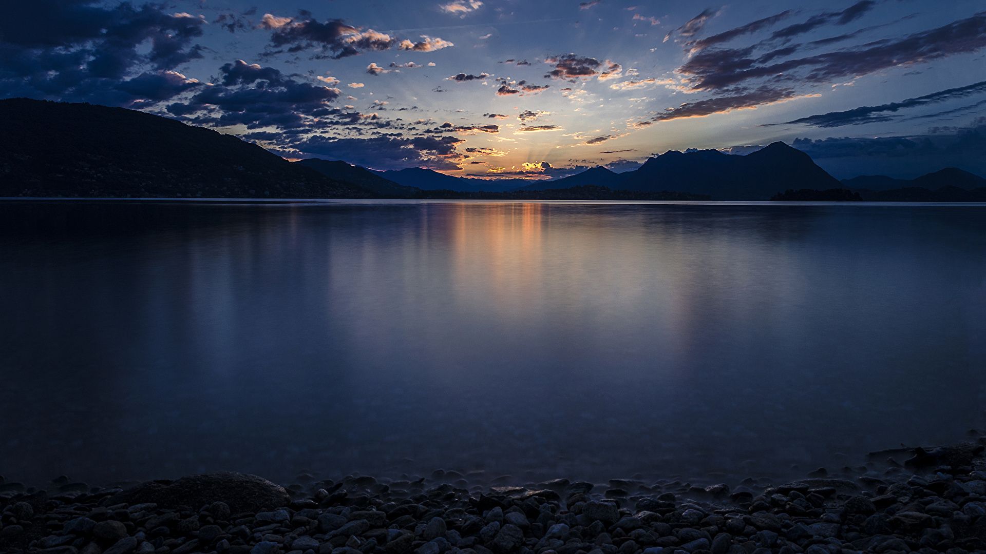 Image Italy Lago Maggiore Nature Lake Sunrises and sunsets 1920x1080