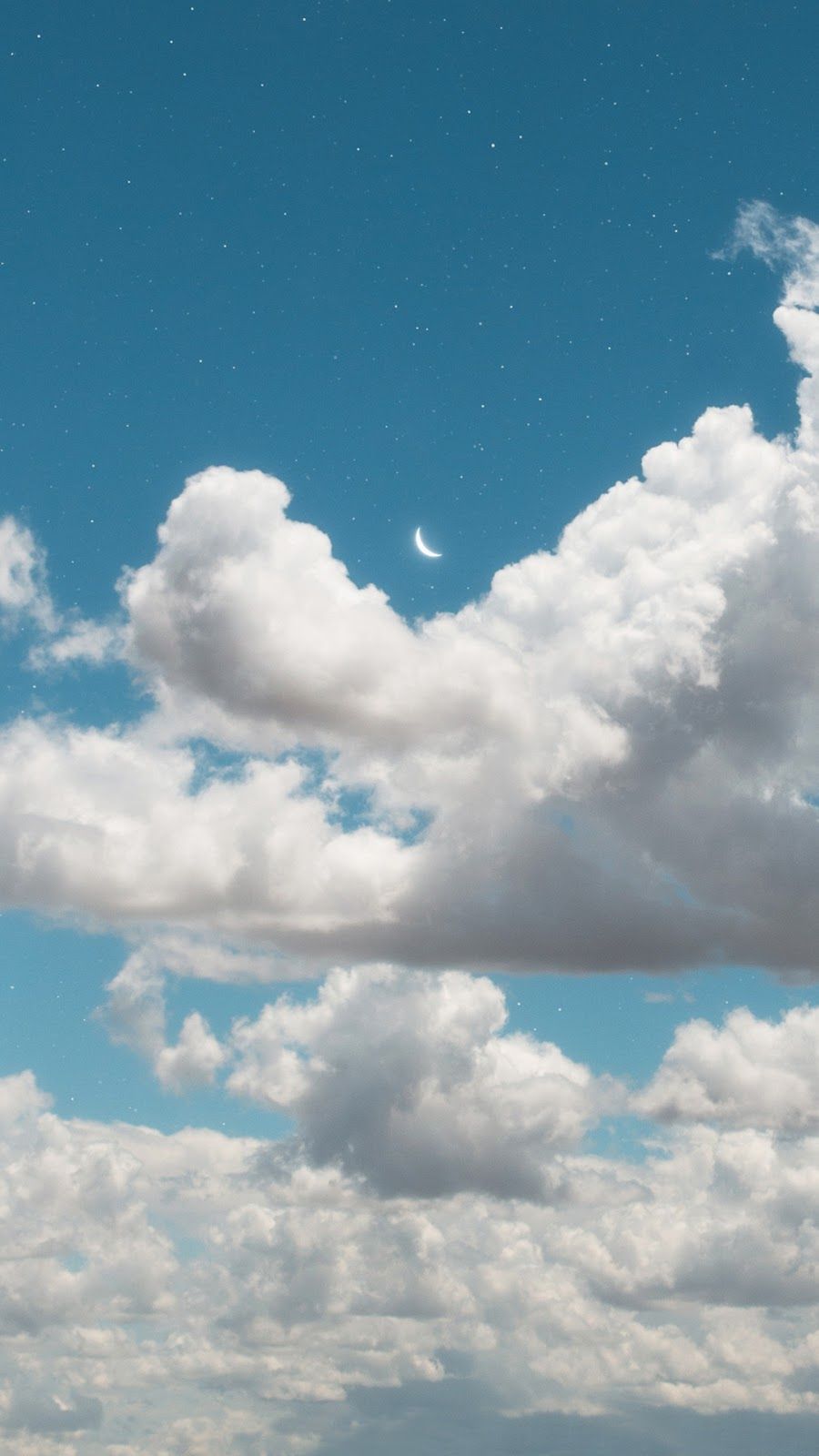Crescent moon in the blue sky #wallpaper #iphone #android #background #followme. Blue sky wallpaper, Sky aesthetic, Beautiful wallpaper background