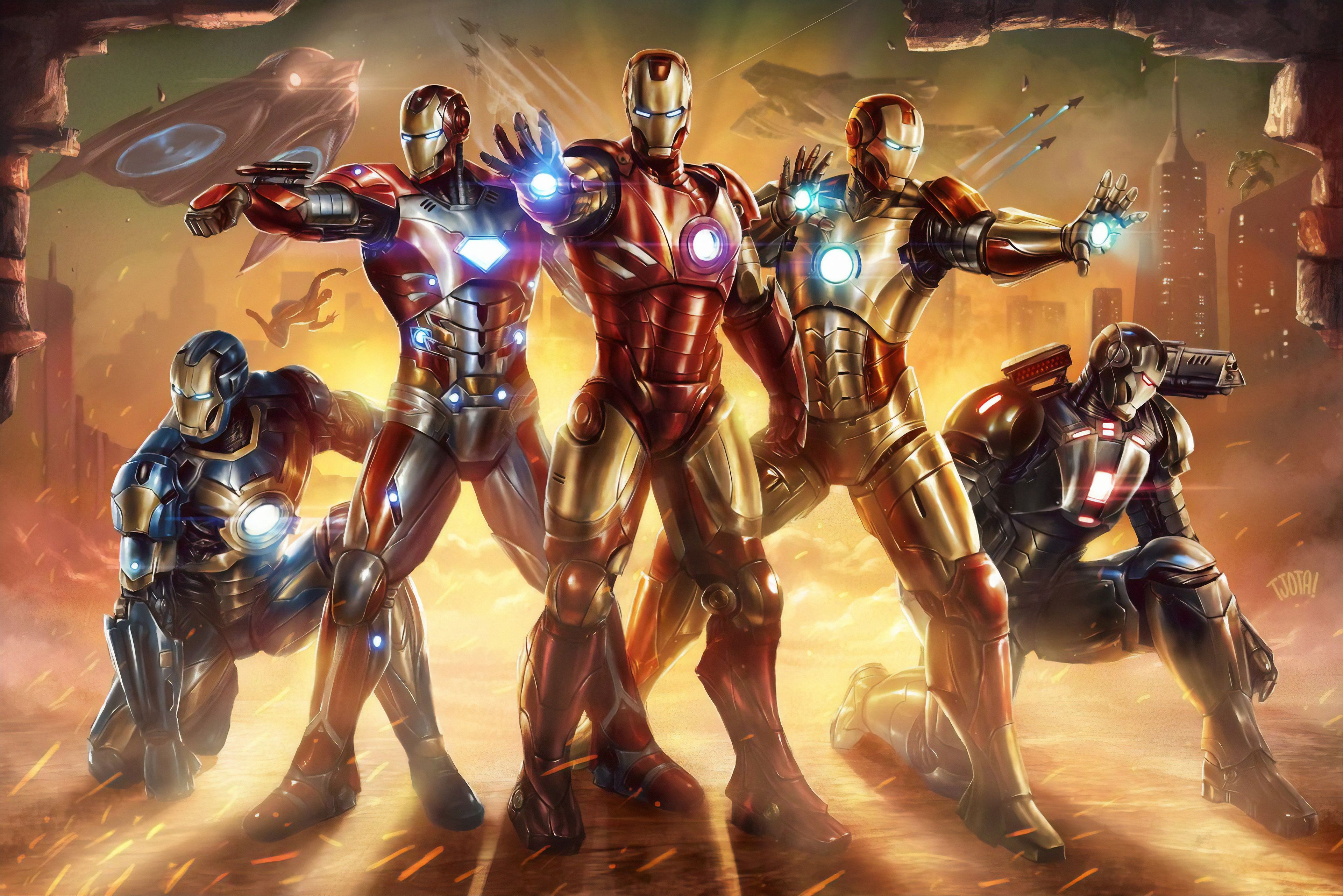 All Iron Man Suit, HD Superheroes, 4k Wallpaper, Image