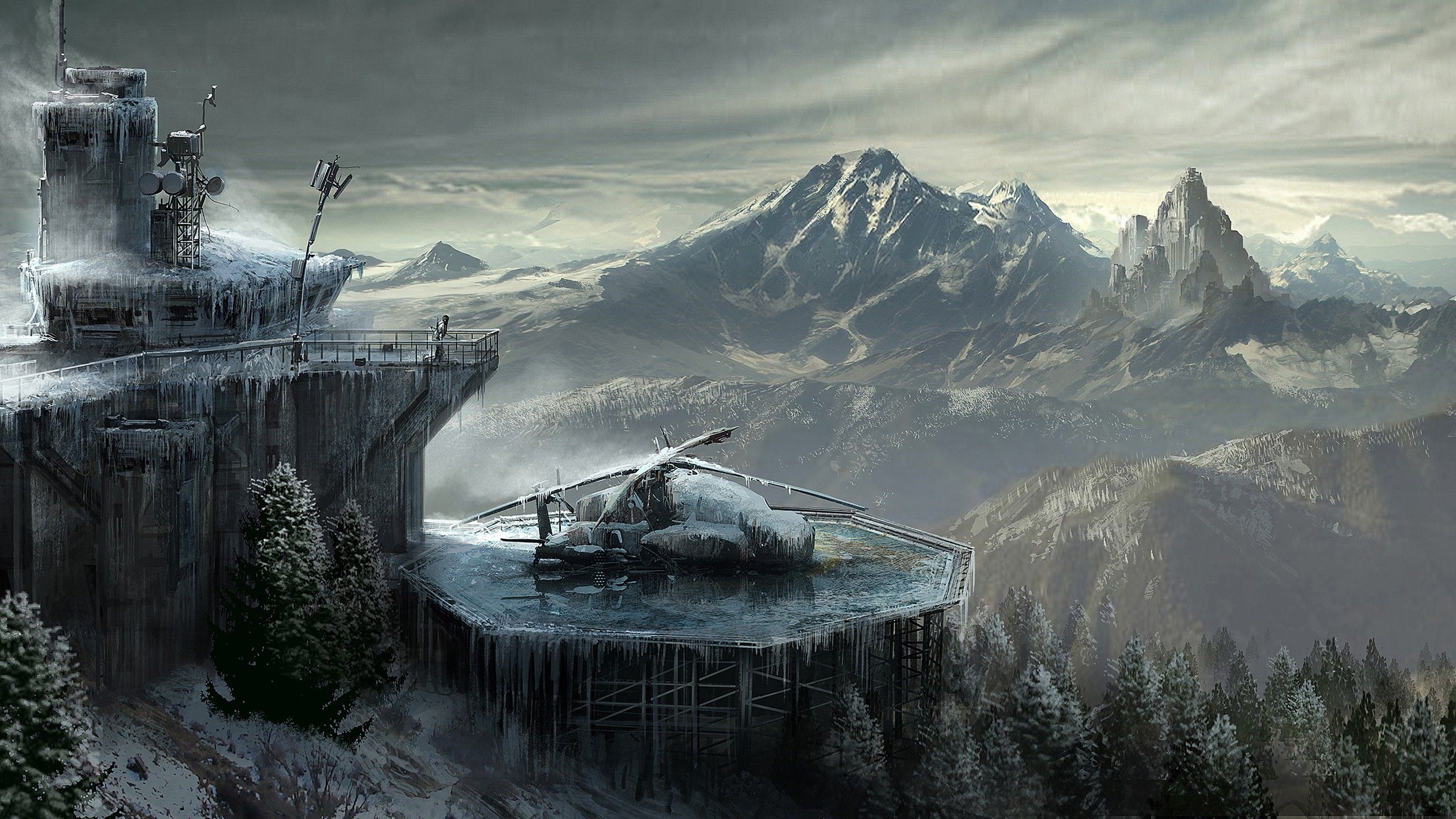 #concept art, #snow, #military base, #Rise of the Tomb