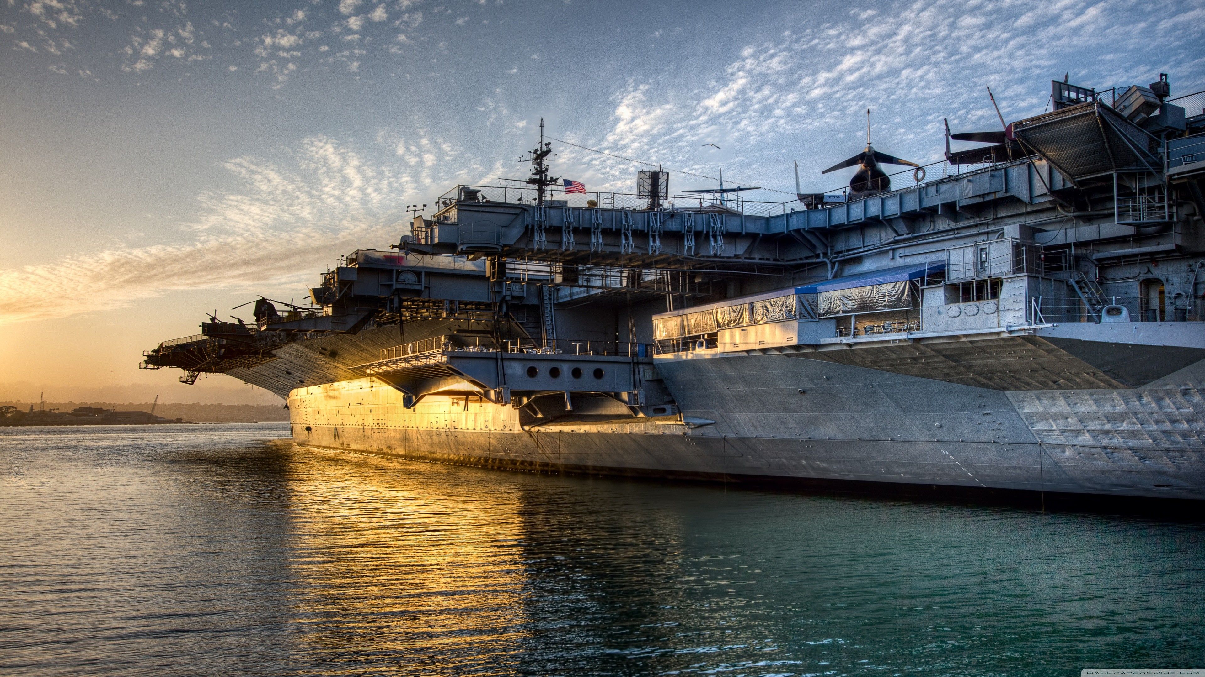 sunset, Military base, Military aircraft, Aircraft carrier, Ship