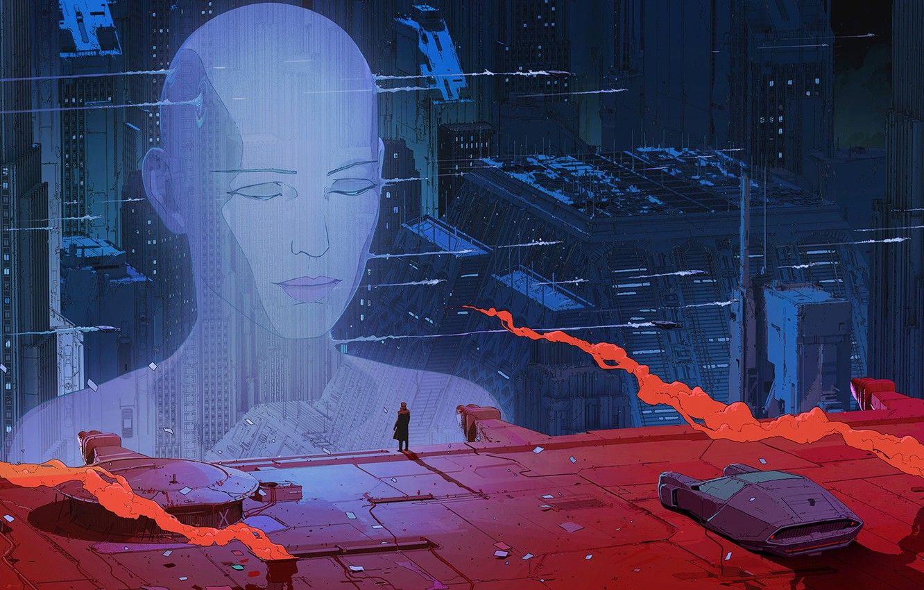 Wallpaper city, future, fantasy, science fiction, machine, man