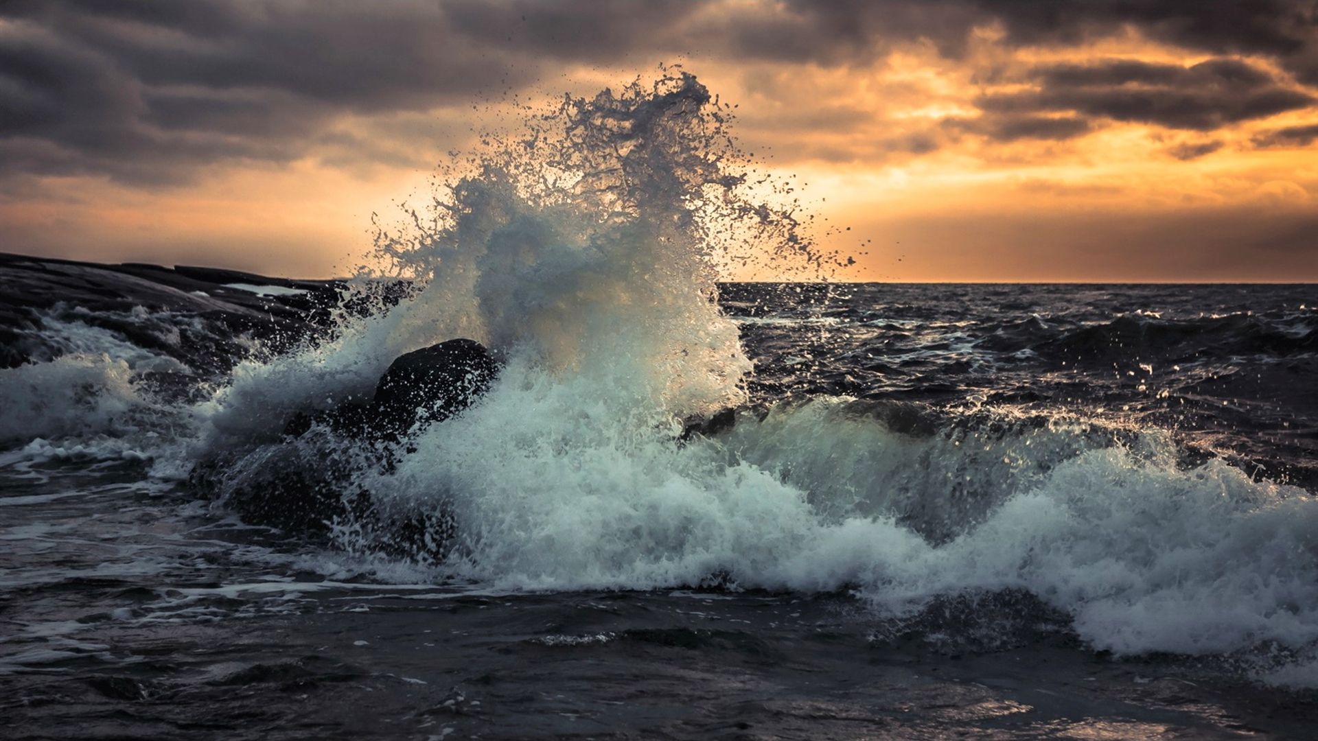 Waves Crashing Against the Rocks HD Wallpaper. Background Image