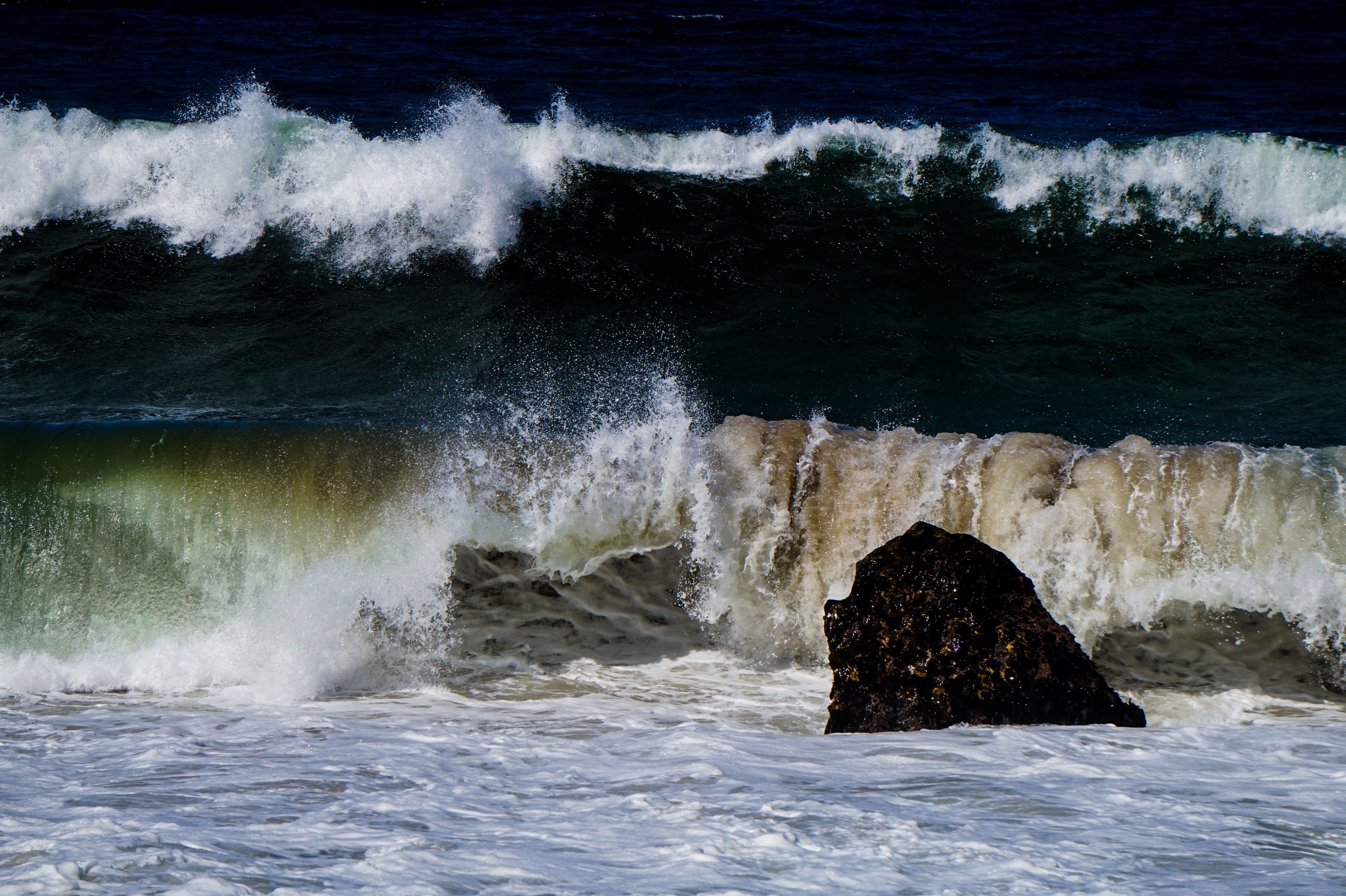 5456x3632 #big rock, #ocean, #wave, #Public domain image