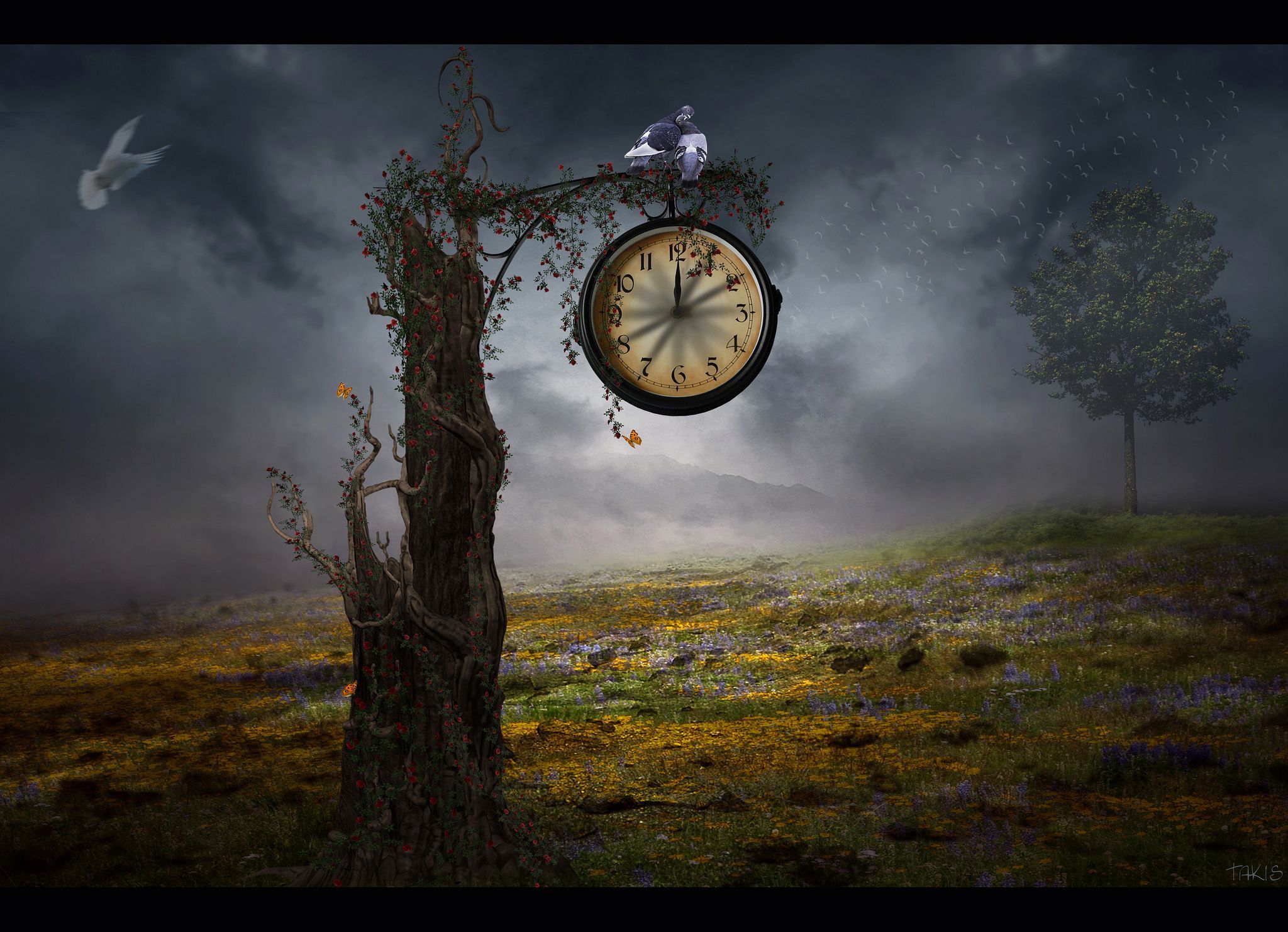 Time For Love. Clock wallpaper, Fantasy tree, Clock