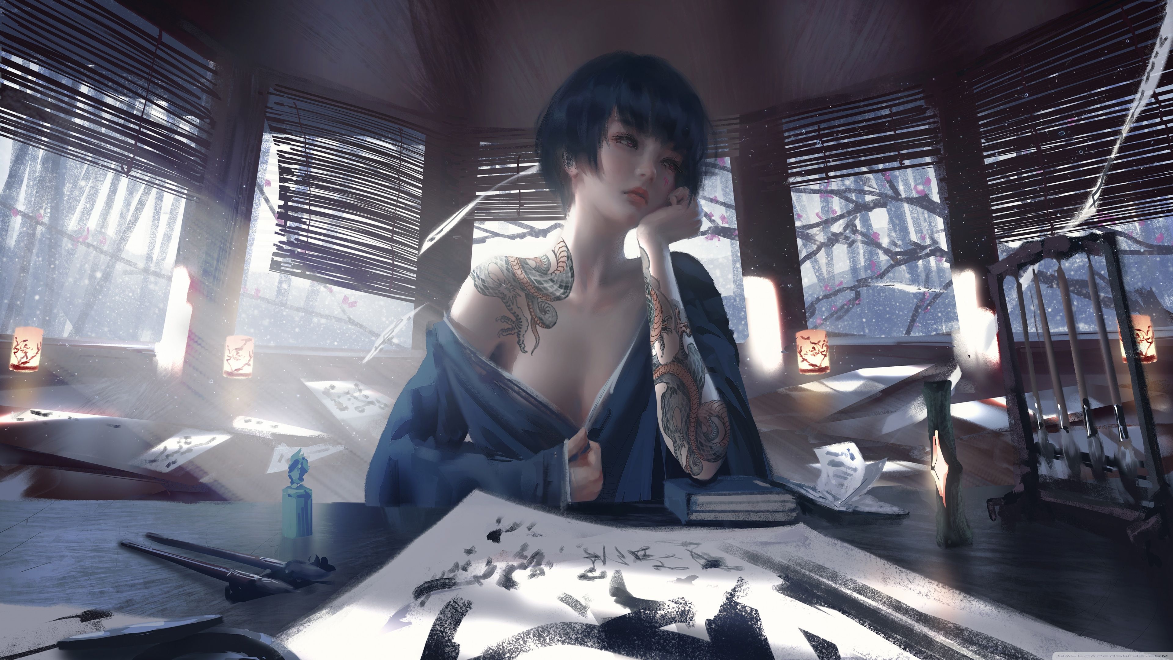 Japanese Girl Art Ultra HD Desktop Background Wallpaper for 4K UHD