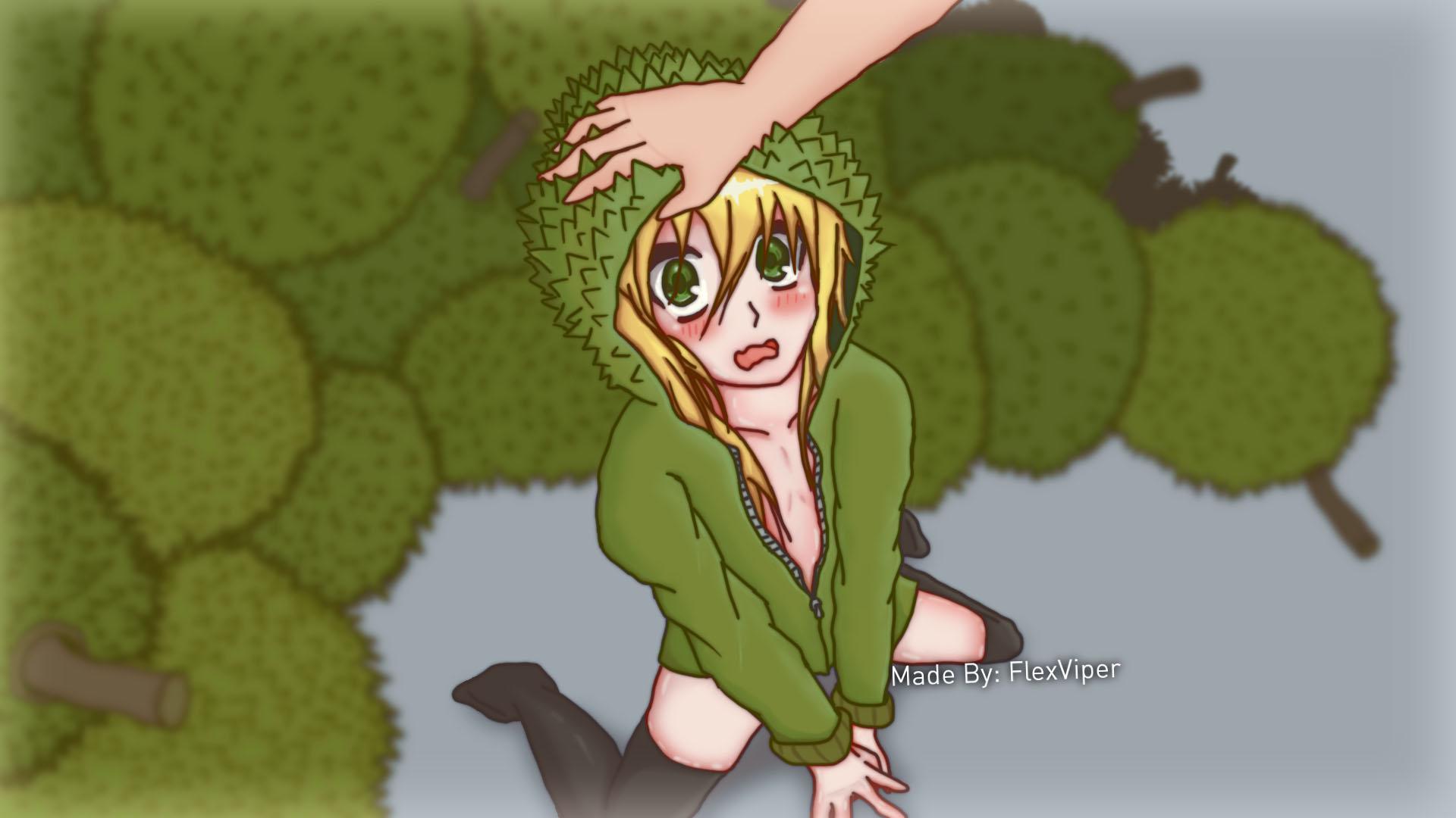 Durian Chan. First time drawing anime girl digitally on photohop