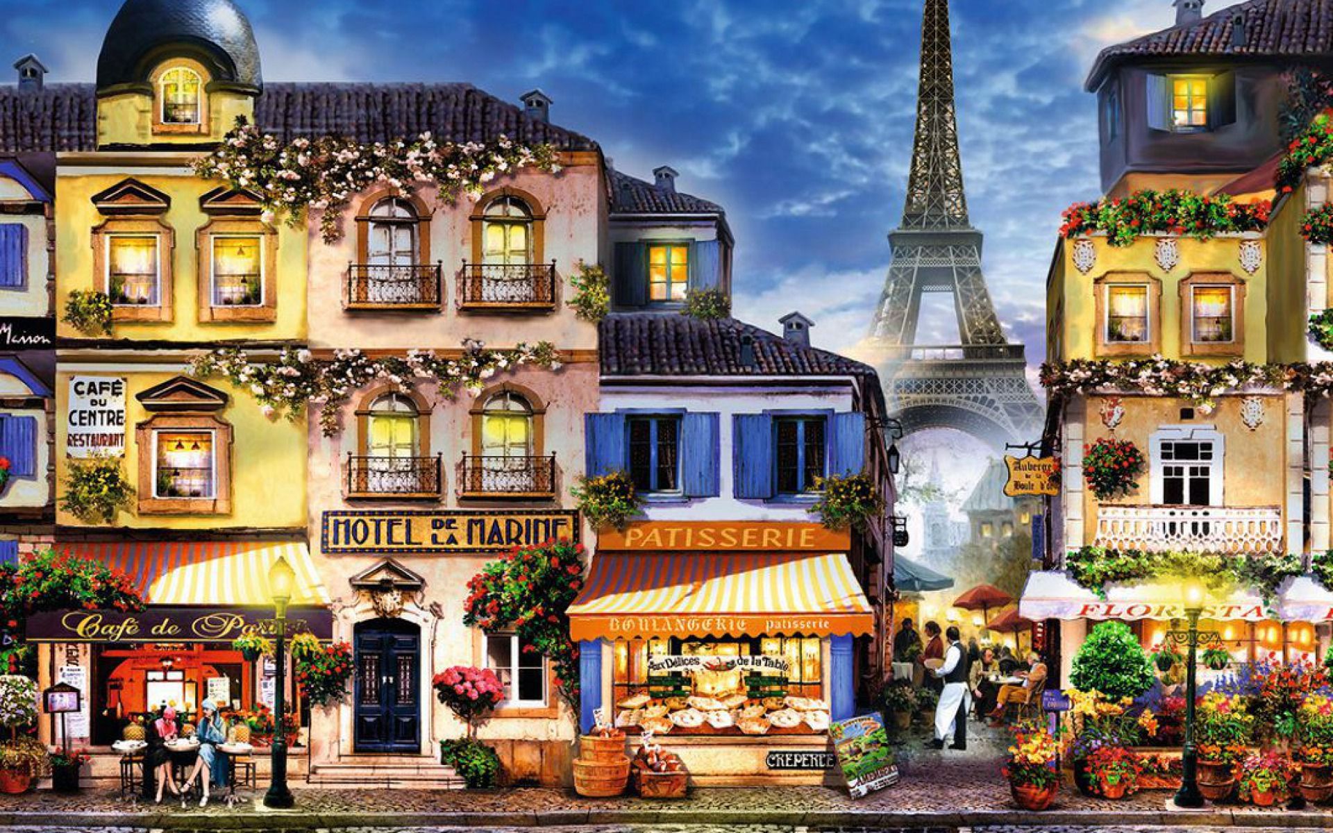 Houses Shops Eiffel Tower wallpaper. Houses Shops Eiffel Tower