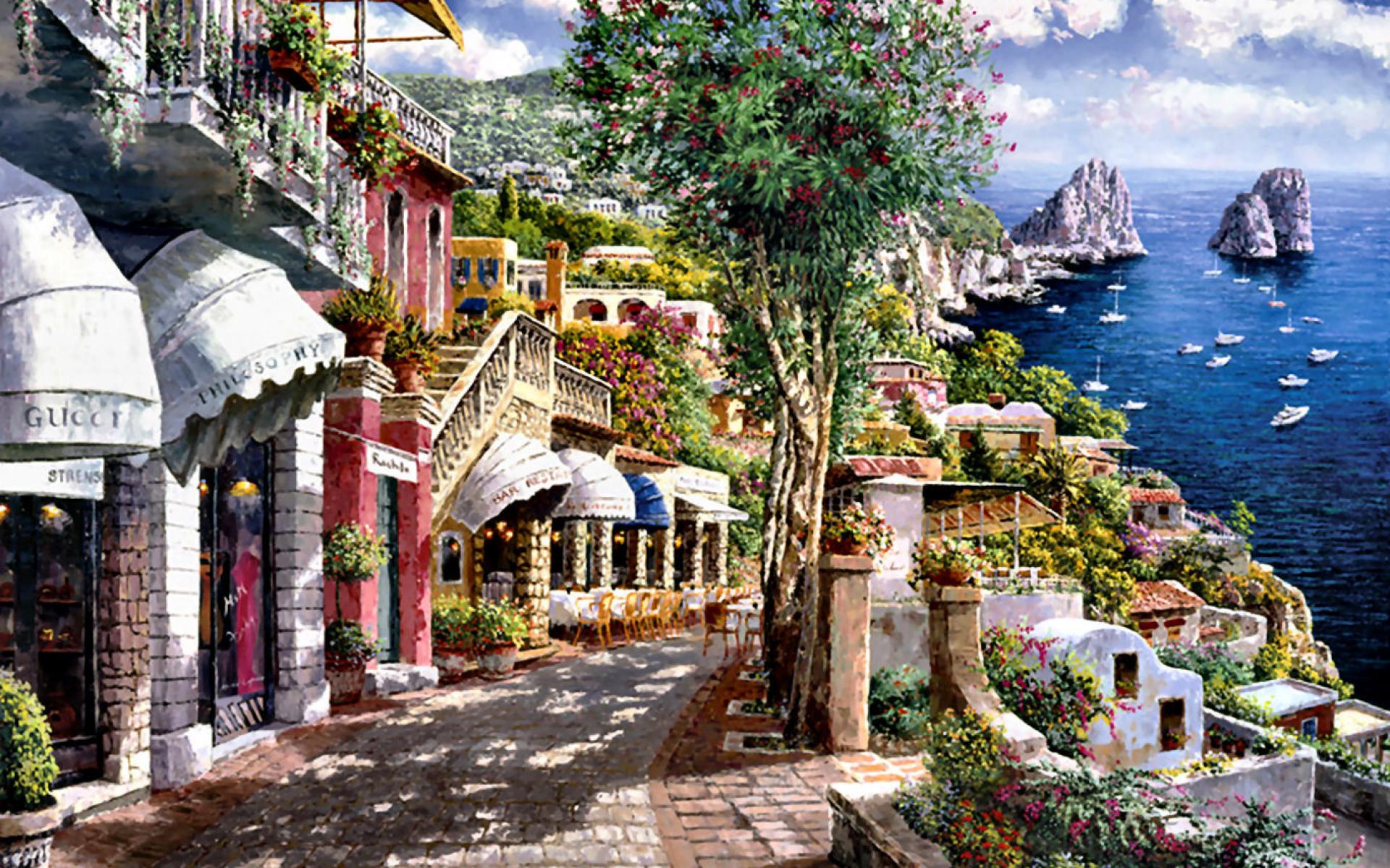 Shops Beautiful Capri Italy wallpaper. Shops Beautiful Capri
